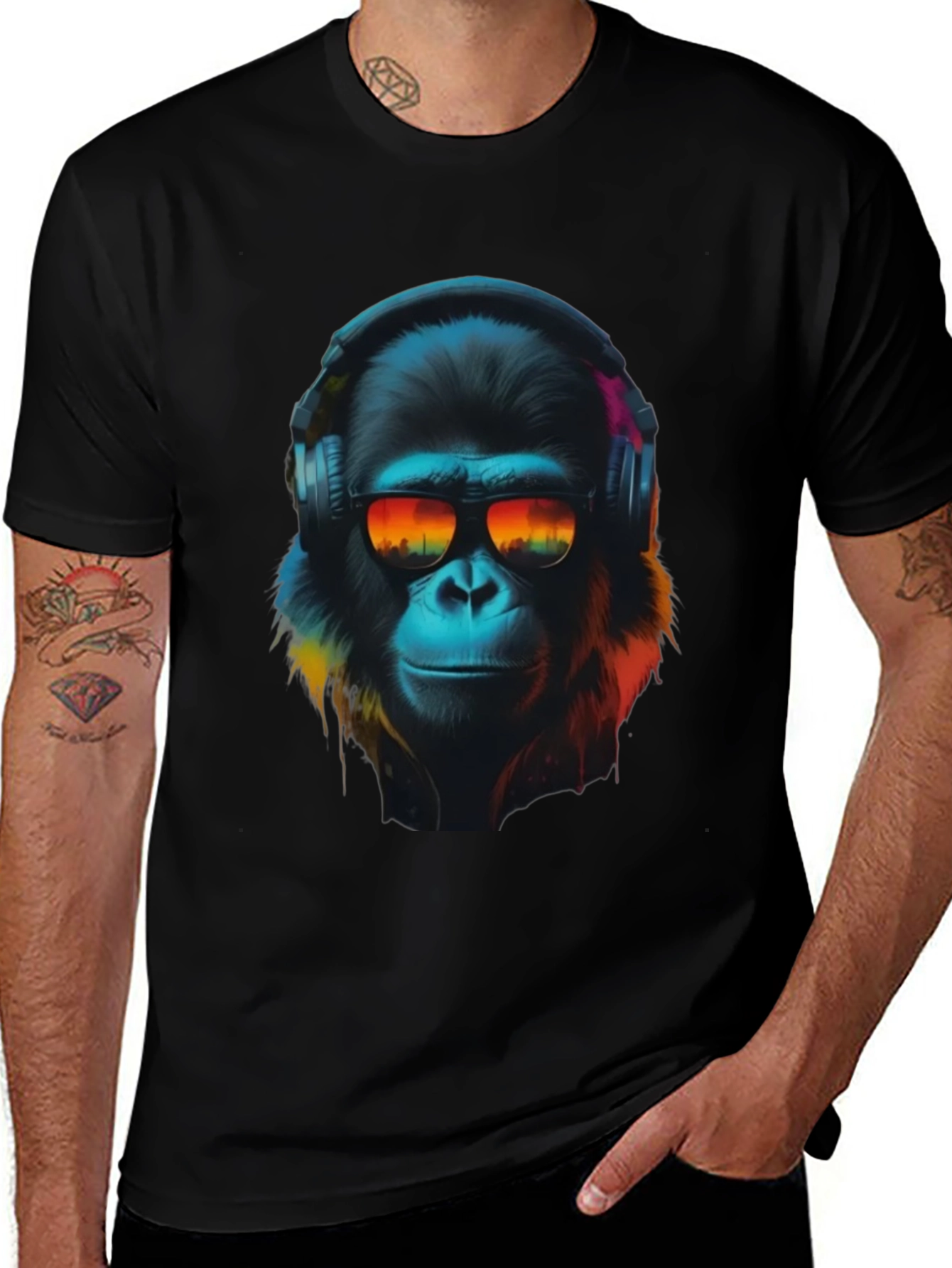 Variant 28 of Cool Ape Graphic T-Shirt - DJ Gorilla in Headphones