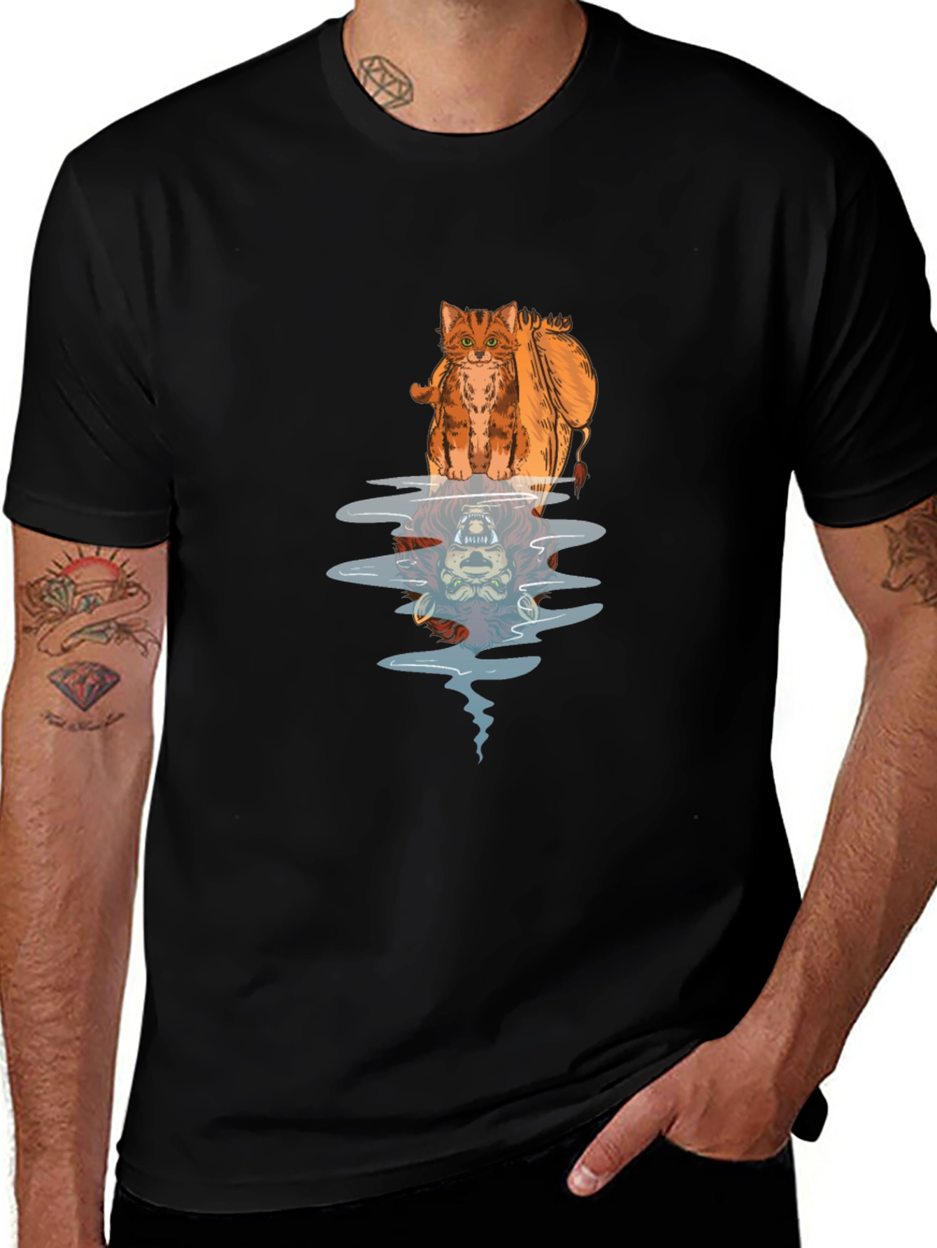 Variant 19 of Cat Lion Reflection Graphic Tee