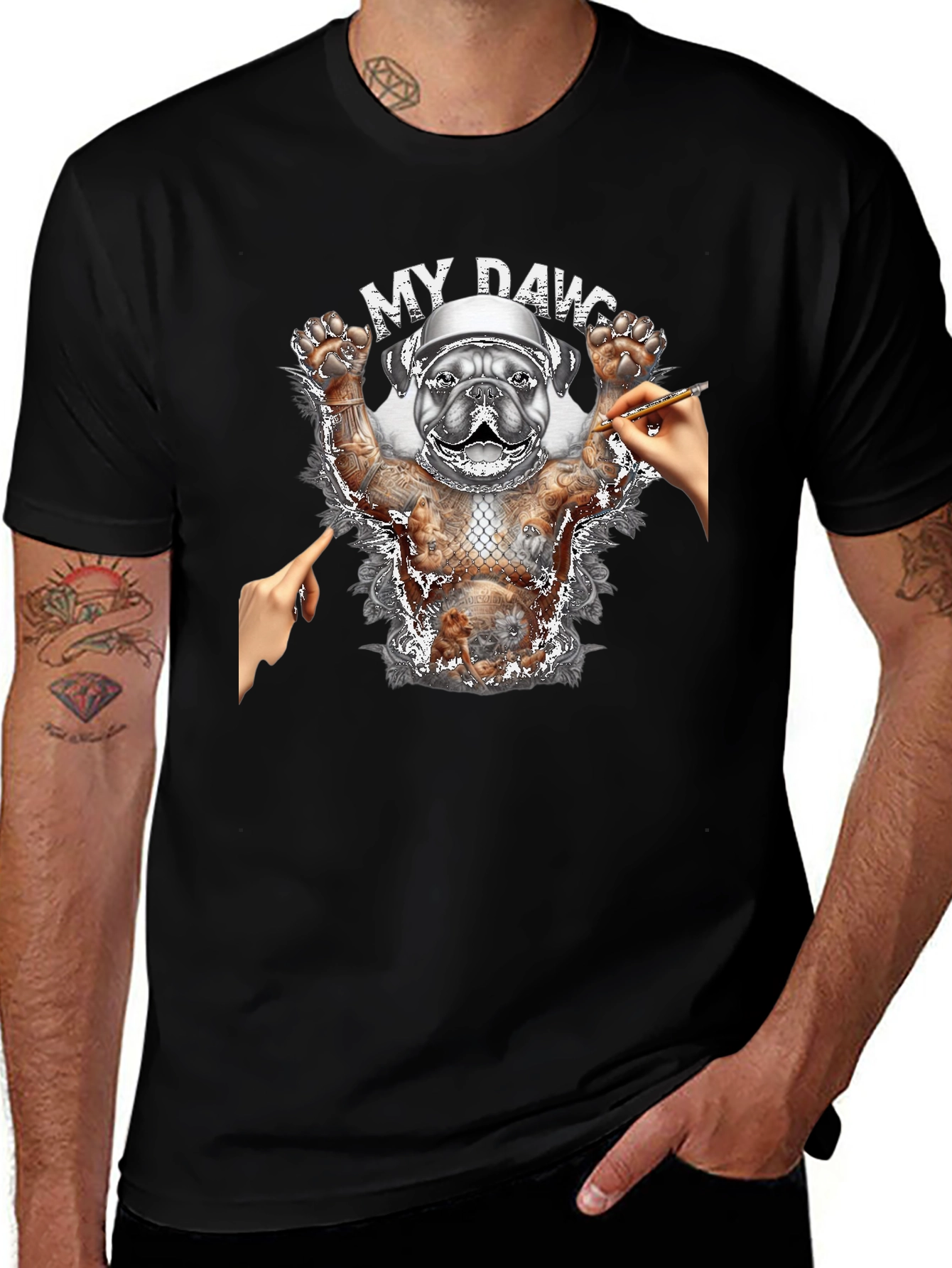 Black My Dawg Graphic Print Black T-Shirt main image