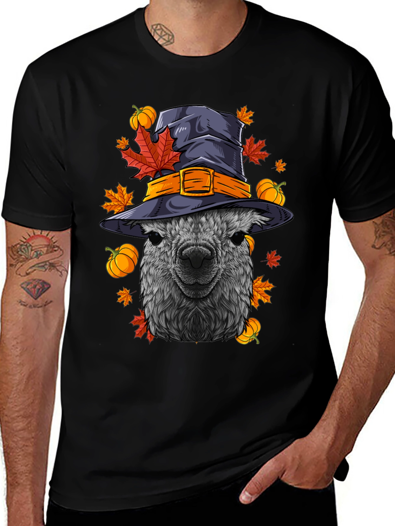 Halloween Alpaca Witch Hat T-Shirt