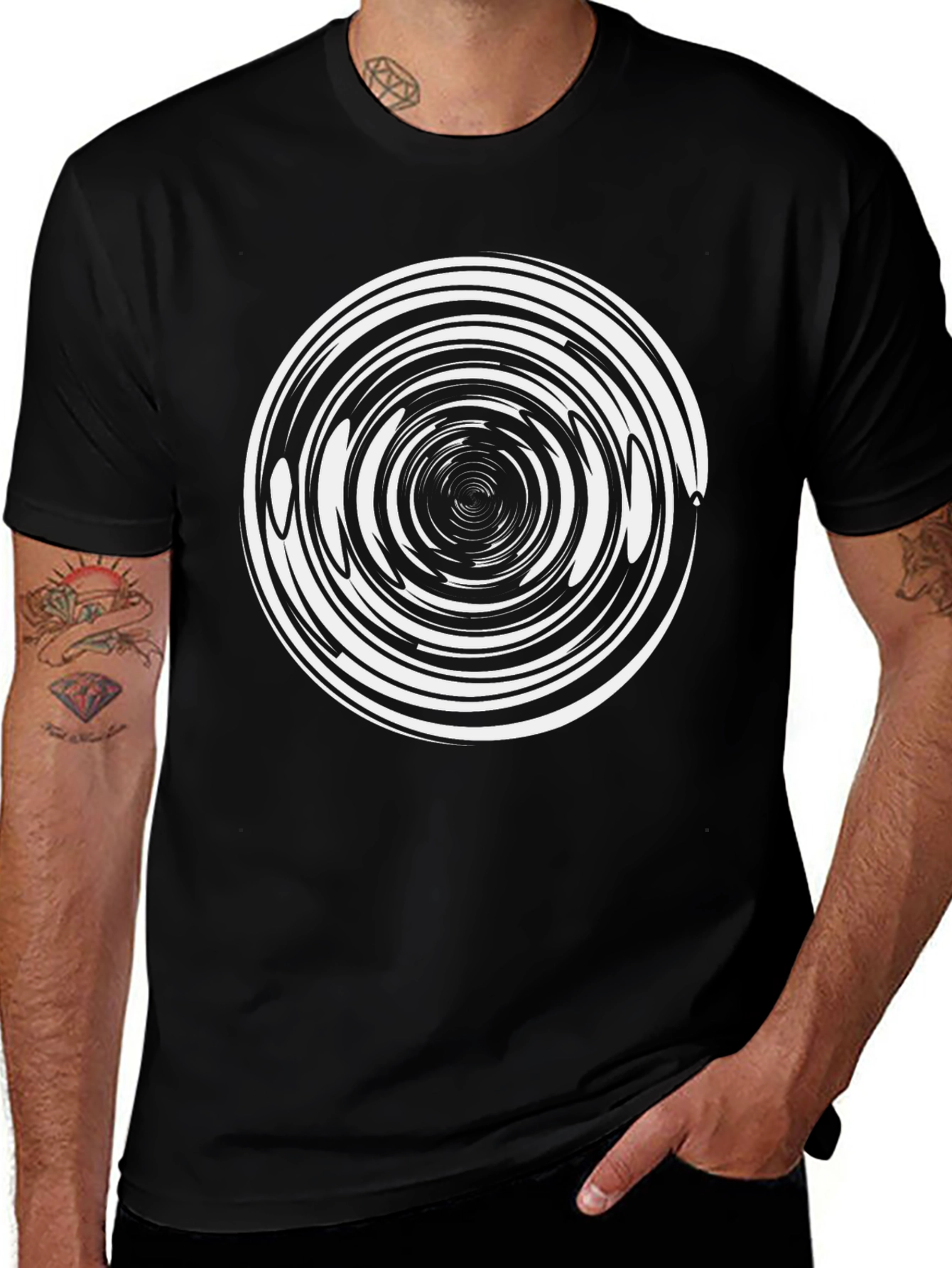 Variant 2 of Hypnotic Swirl Graphic Black T-Shirt