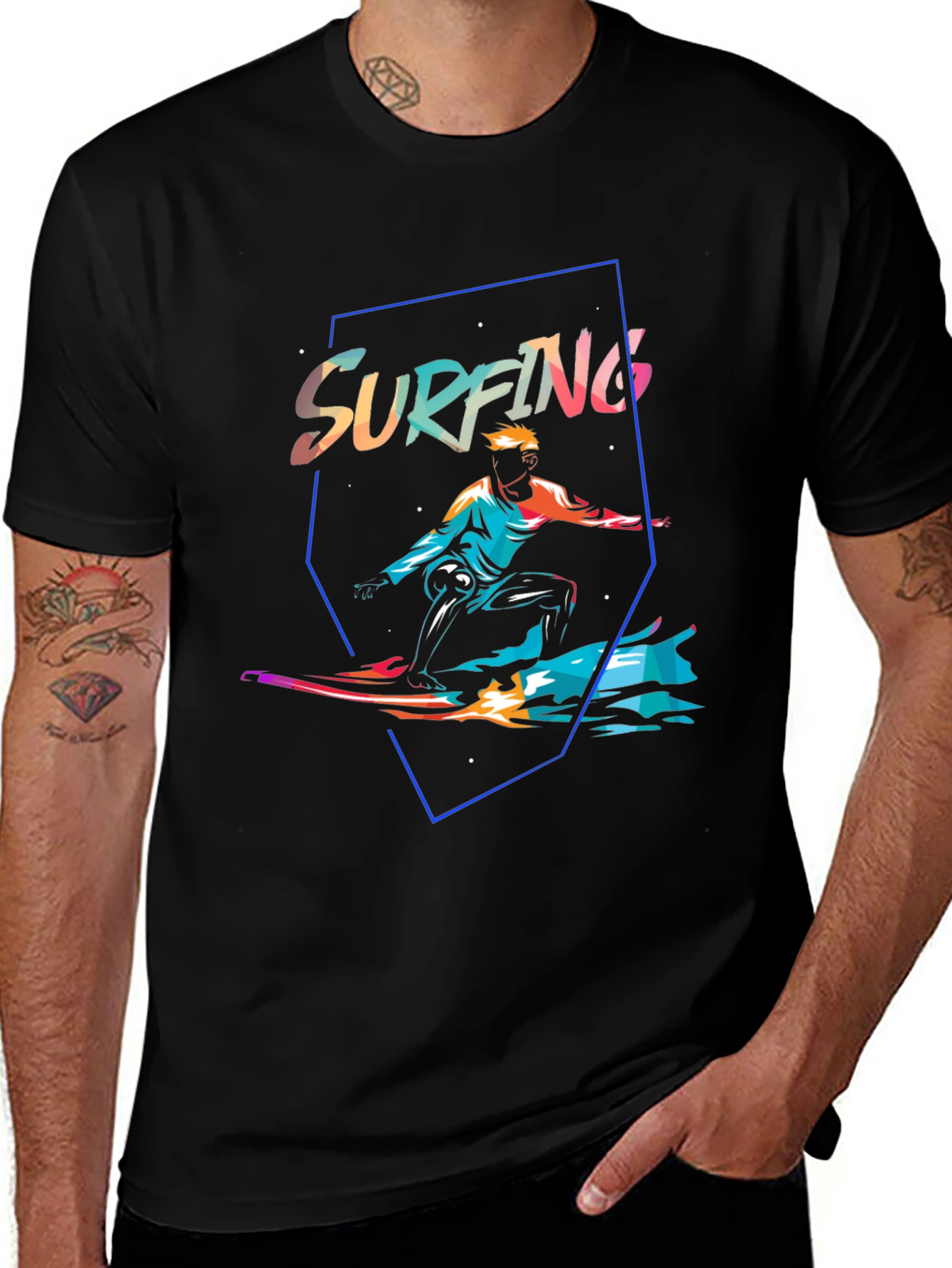 Variant 21 of Surfing Graphic Tee - Retro Style