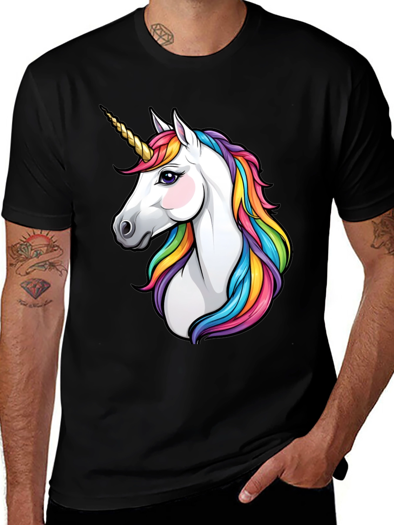 Variant 14 of Unicorn Graphic Tee - Black Cotton Blend