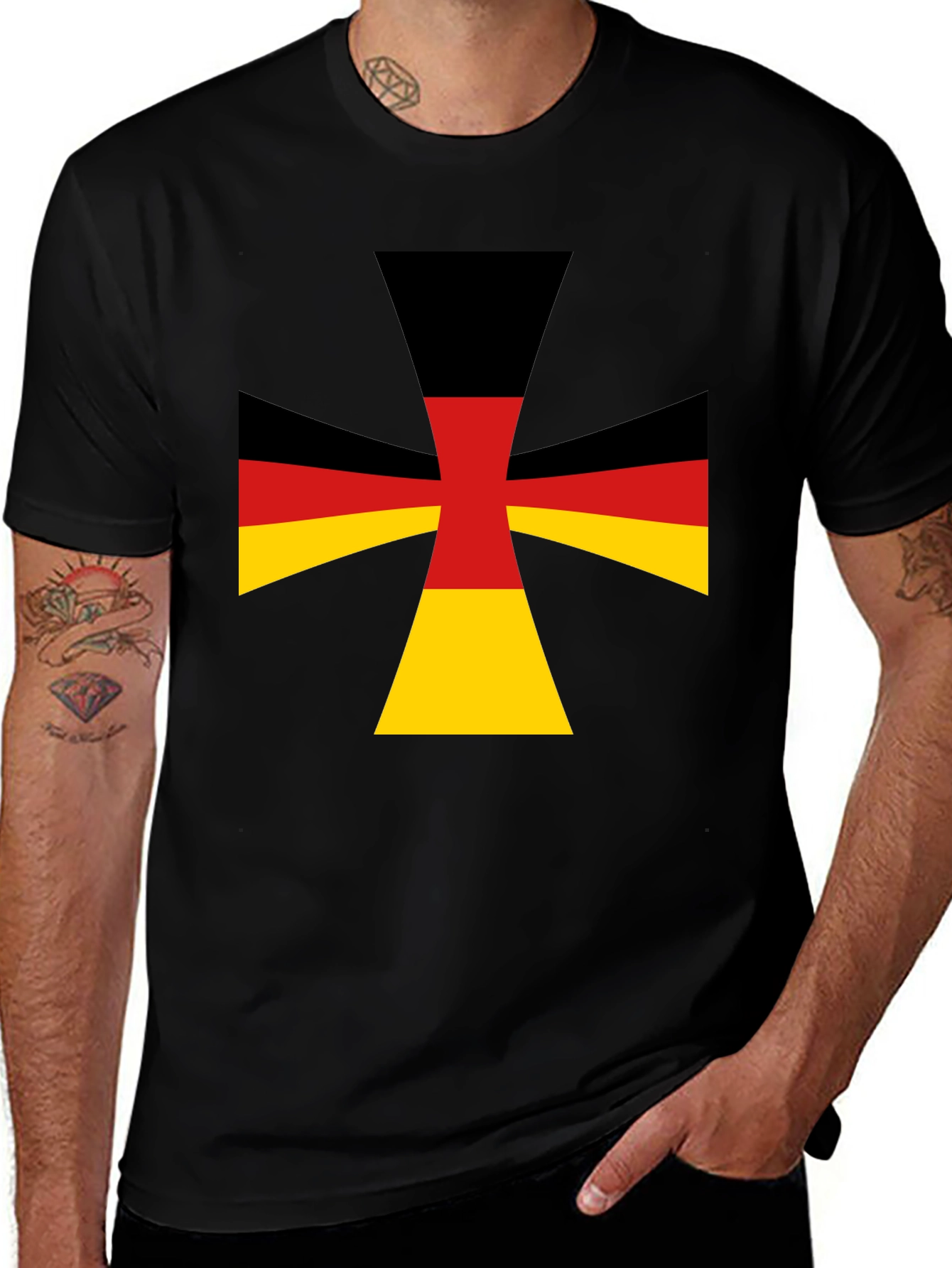 Variant 20 of German Flag Cross Black T-Shirt