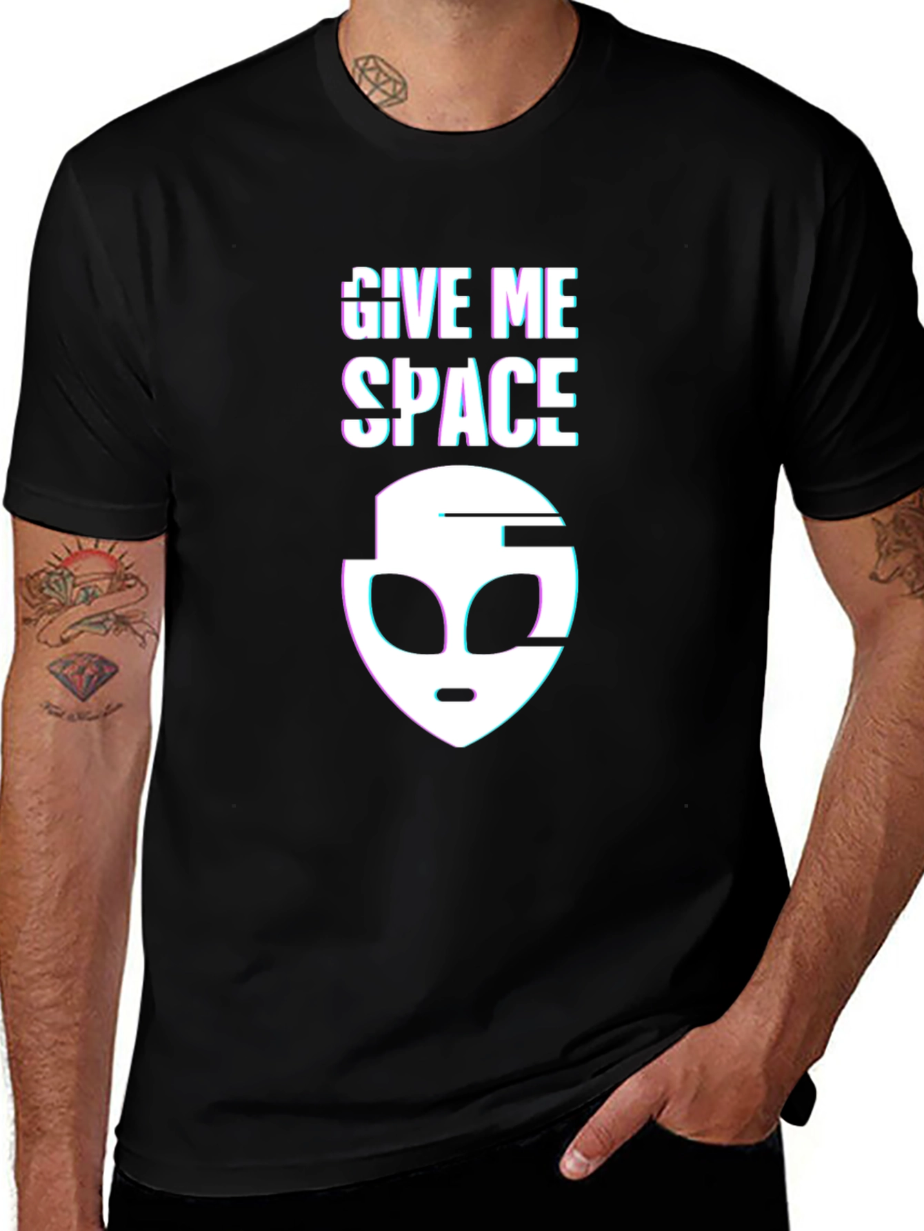Variant 23 of Give Me Space Alien Graphic T-Shirt - Black