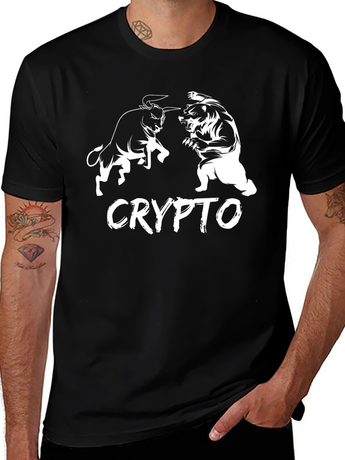 Variant 3 of Crypto Bull vs Bear Black T-Shirt