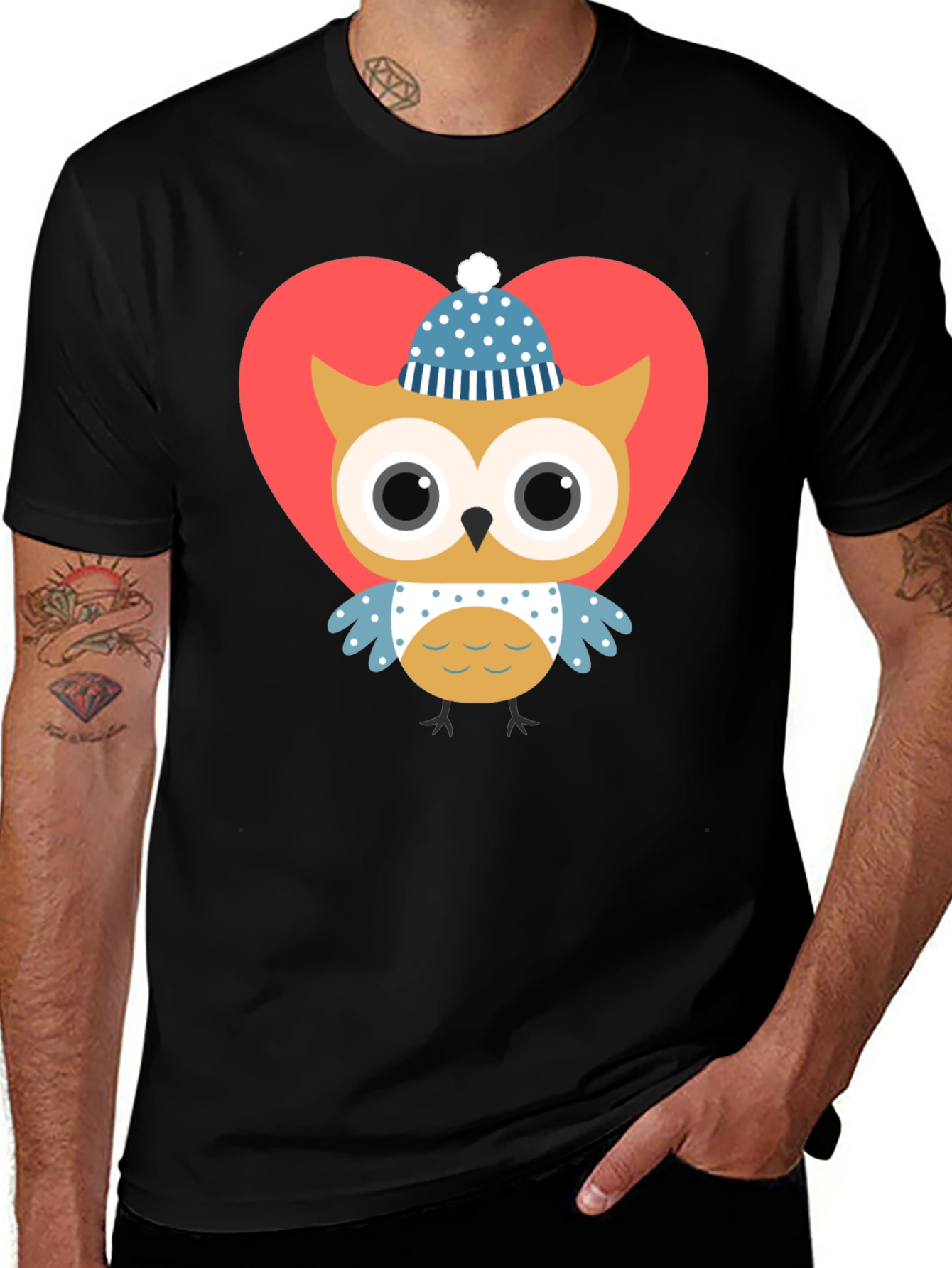 Variant 24 of Owl Heart Graphic Tee - Cute Valentine's Day Shirt