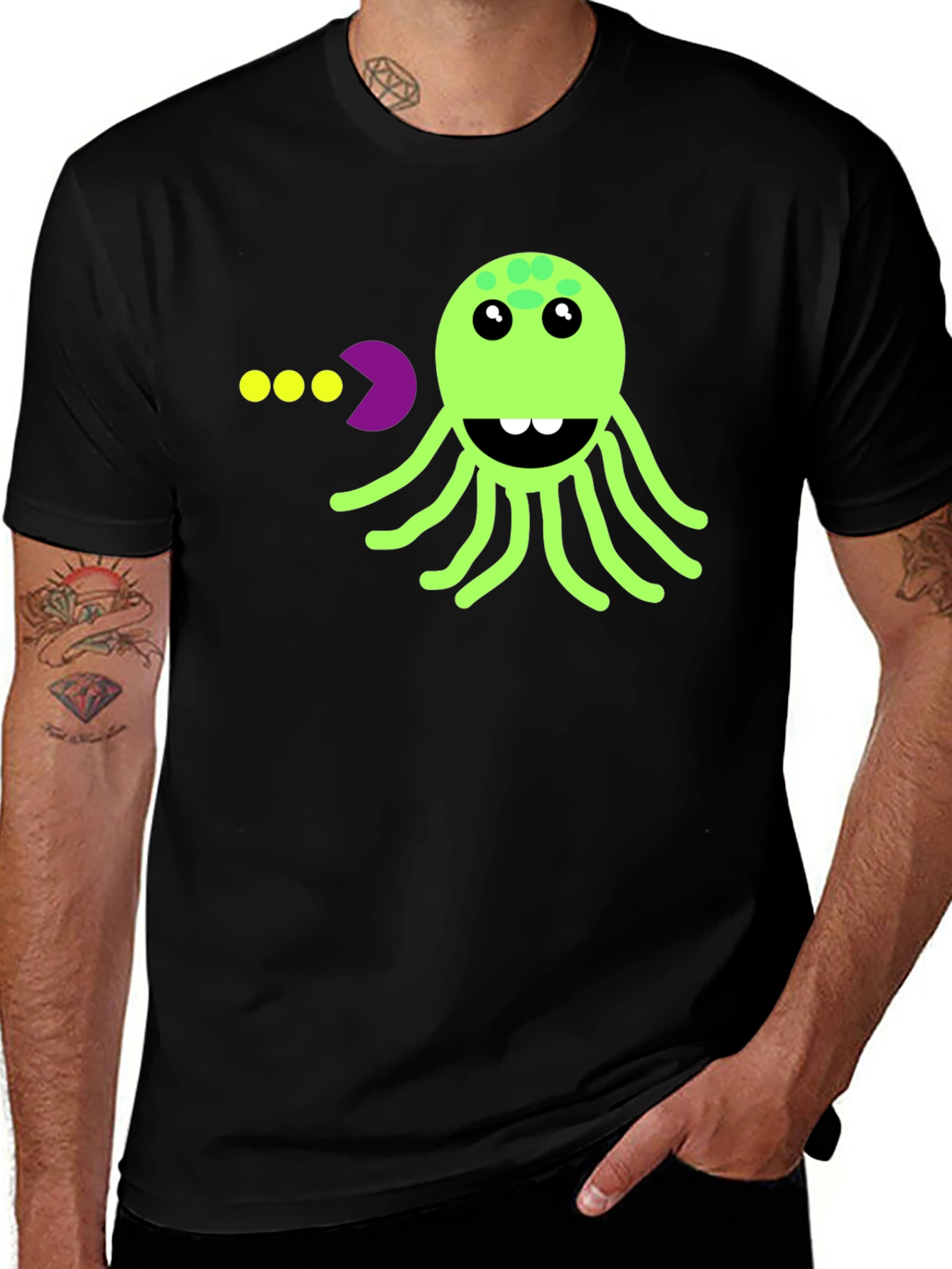 Variant 29 of Pacman Inspired Octopus Graphic Tee