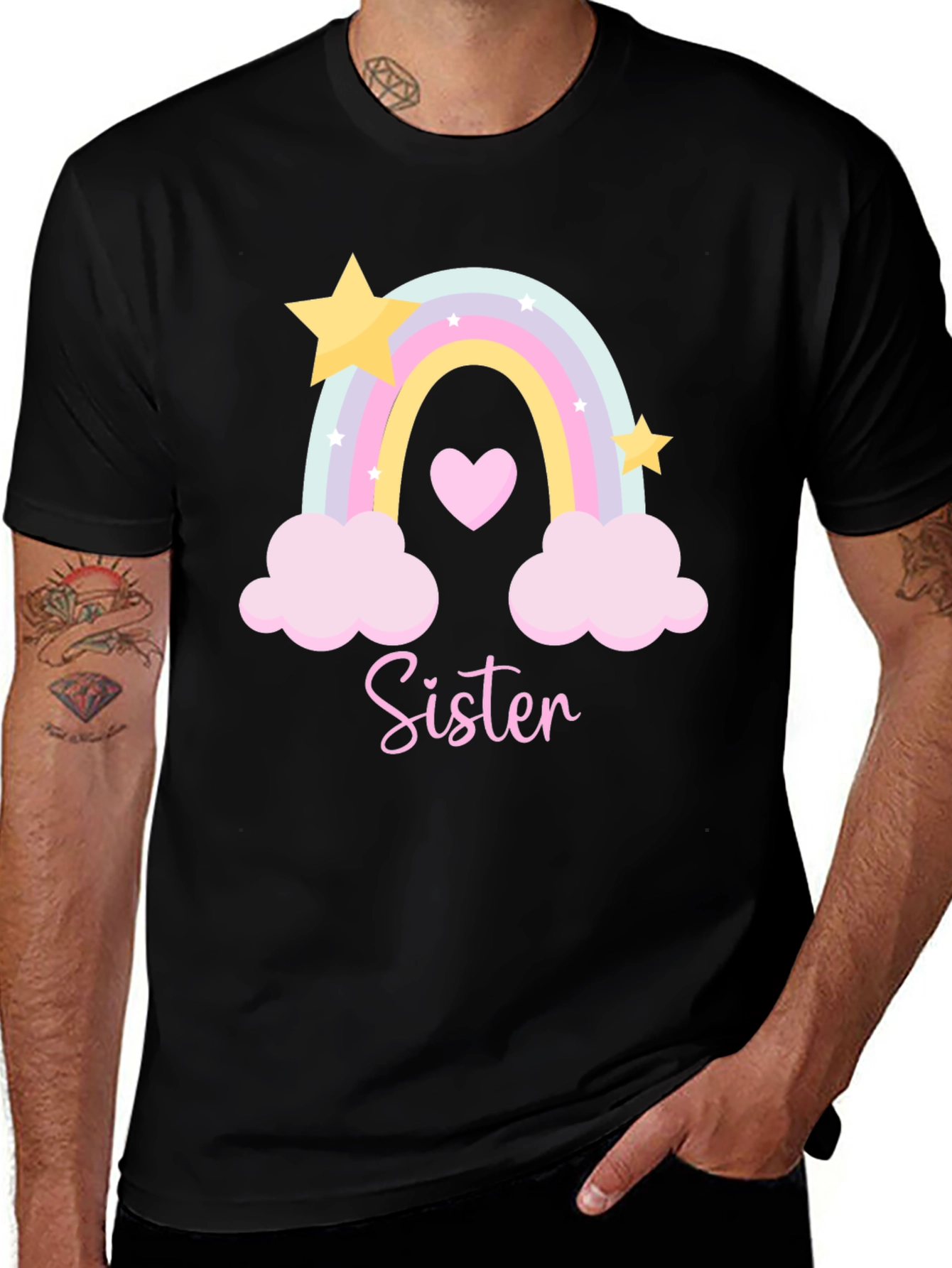Sister Rainbow Graphic Tee - Cute Matching Family Shirt