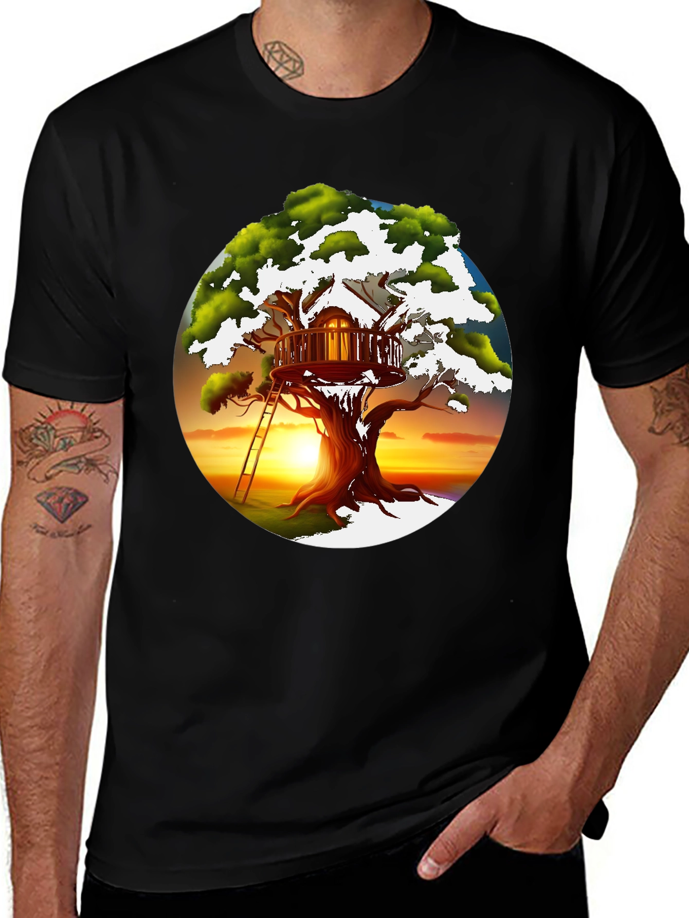 Variant 7 of Treehouse Graphic T-Shirt - Unique Design