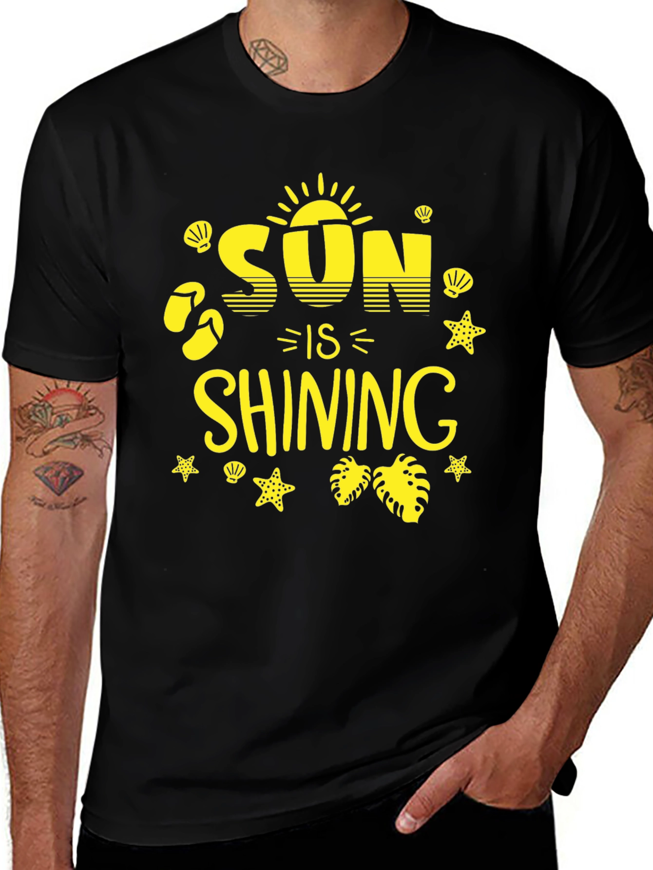 Variant 29 of Sun Is Shining Black Graphic Tee