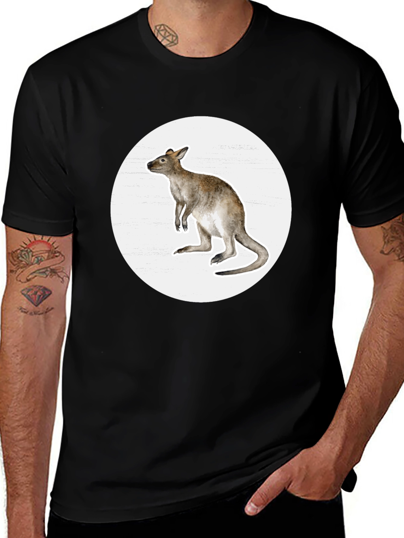 Variant 26 of Kangaroo Graphic Tee - Casual Black T-Shirt