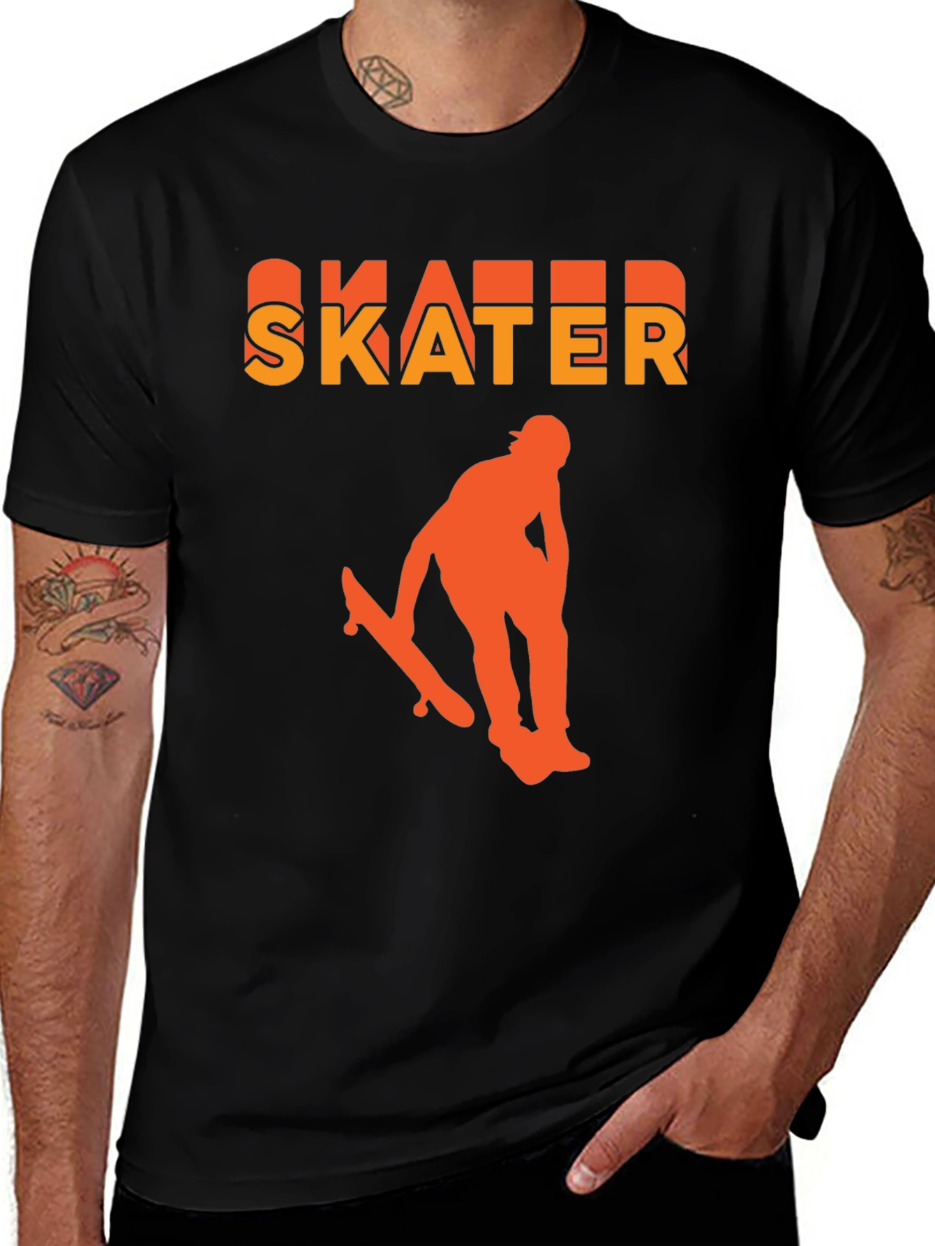 Black Skater Graphic T-Shirt - Black, Bold Design main image