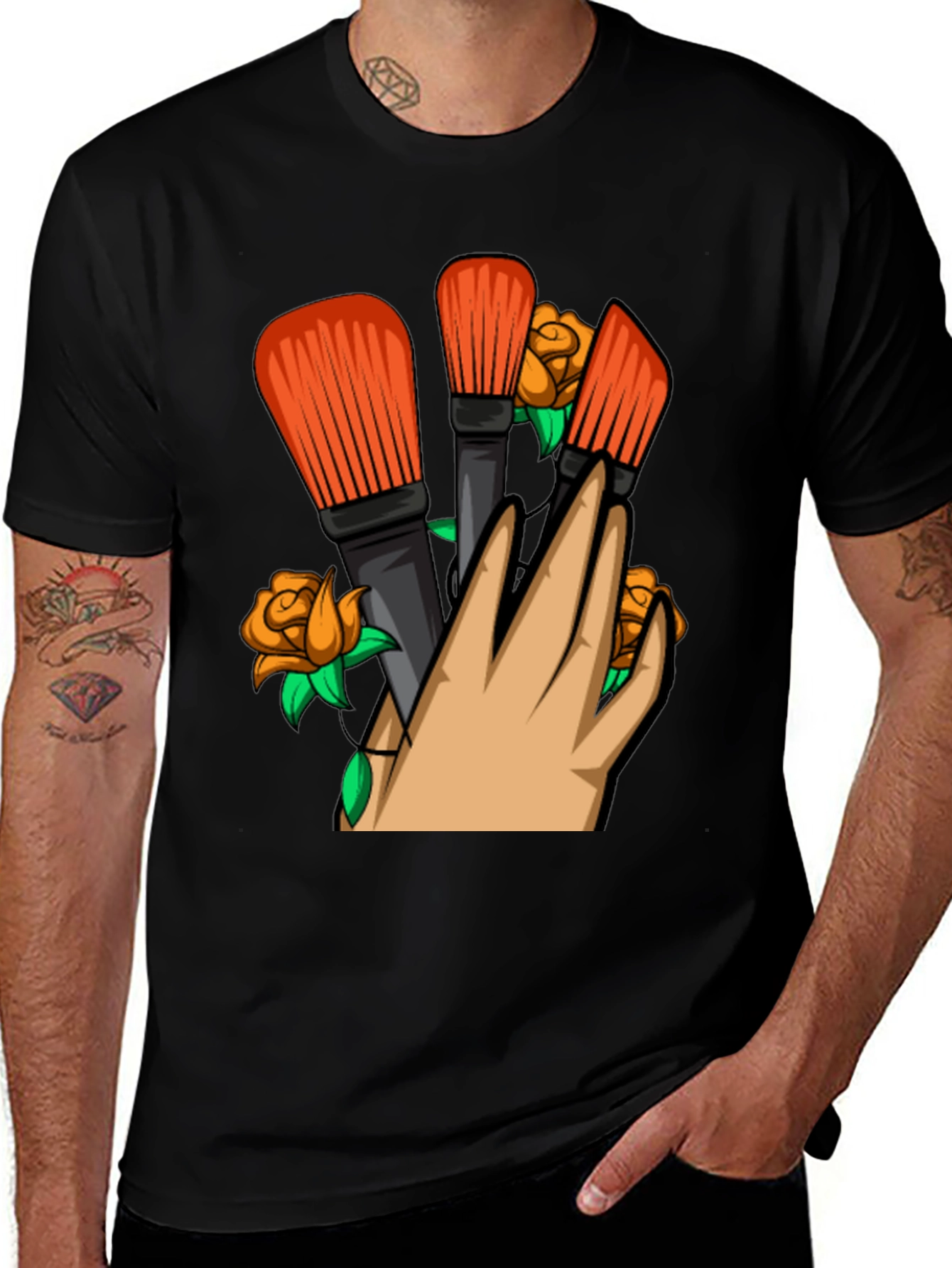 Variant 7 of Artistic Brush & Roses Graphic Tee