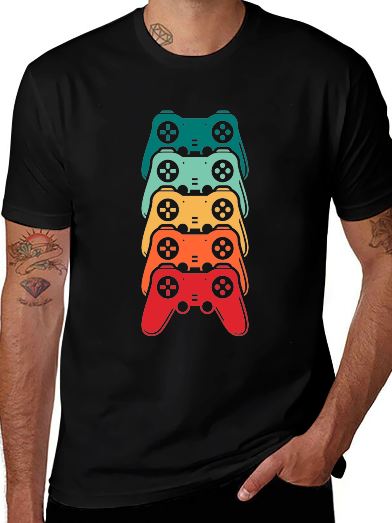 Variant 17 of Retro Gamer T-Shirt - Stacked Console Graphic Tee