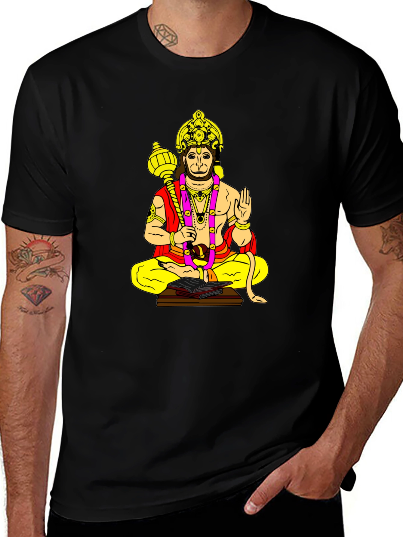Variant 20 of Hanuman Graphic Print Black T-Shirt