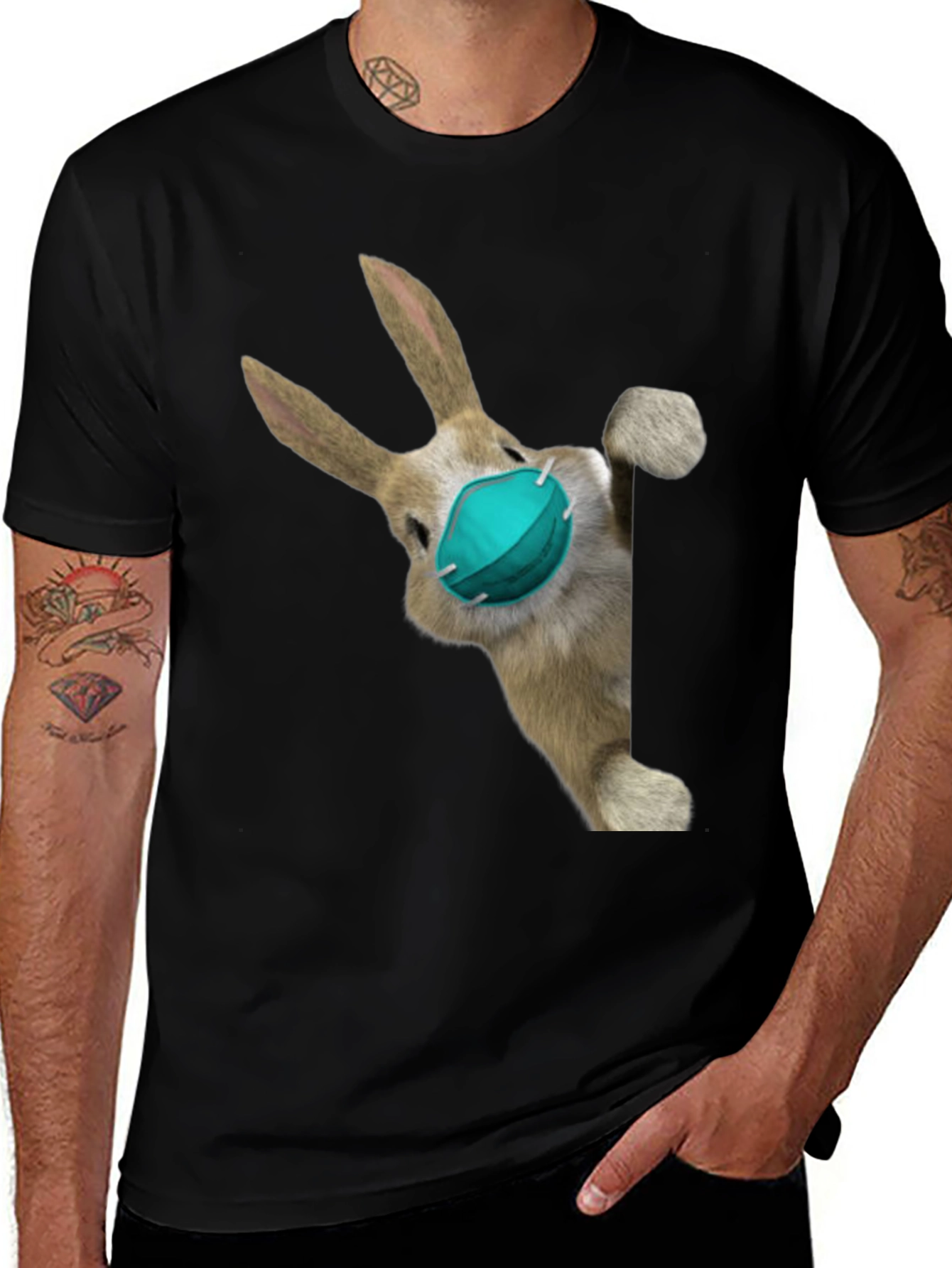Variant 10 of Rabbit Wearing Mask Graphic T-Shirt