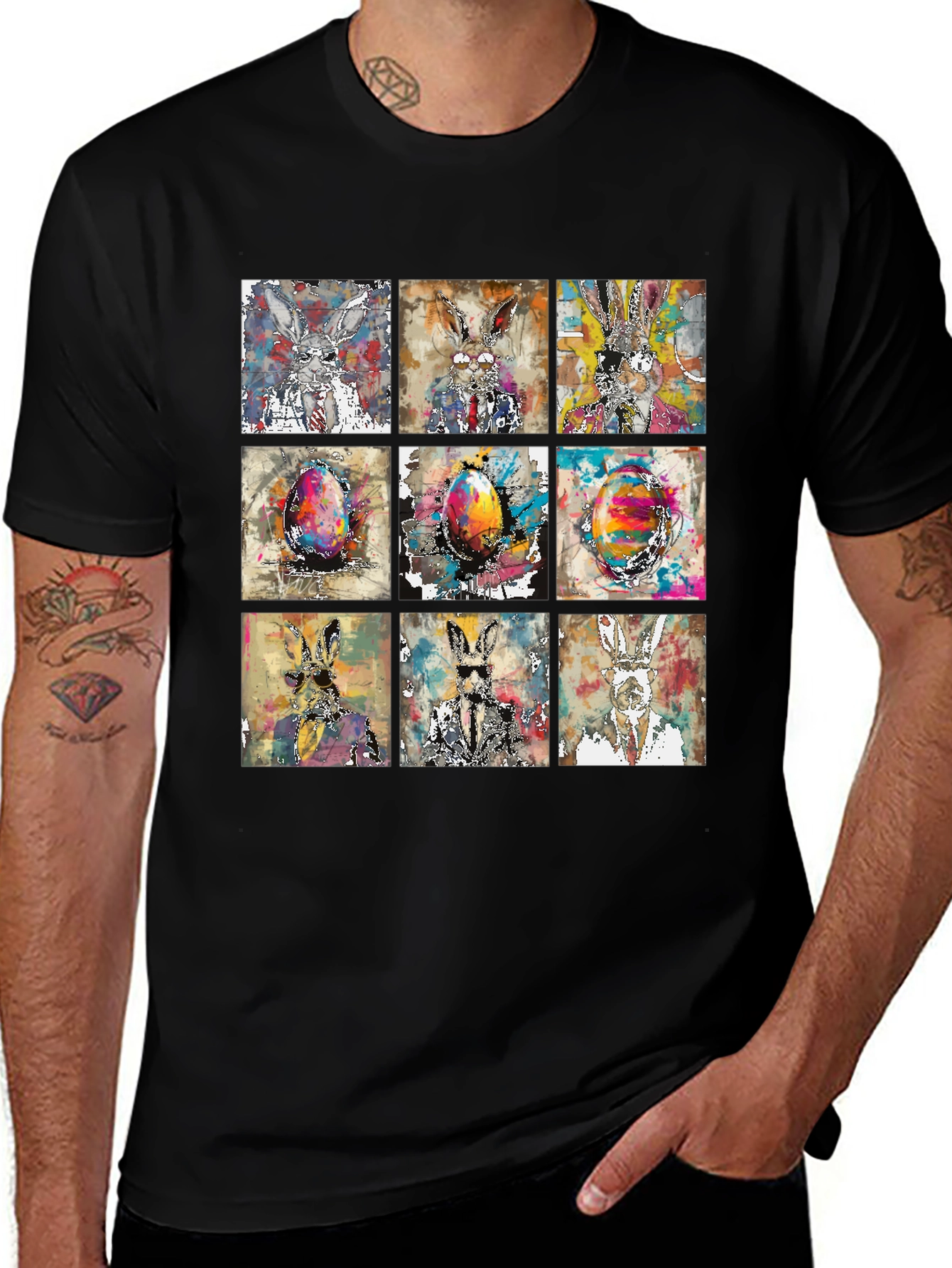Variant 11 of Easter Bunny Grid T-Shirt - Quirky & Stylish