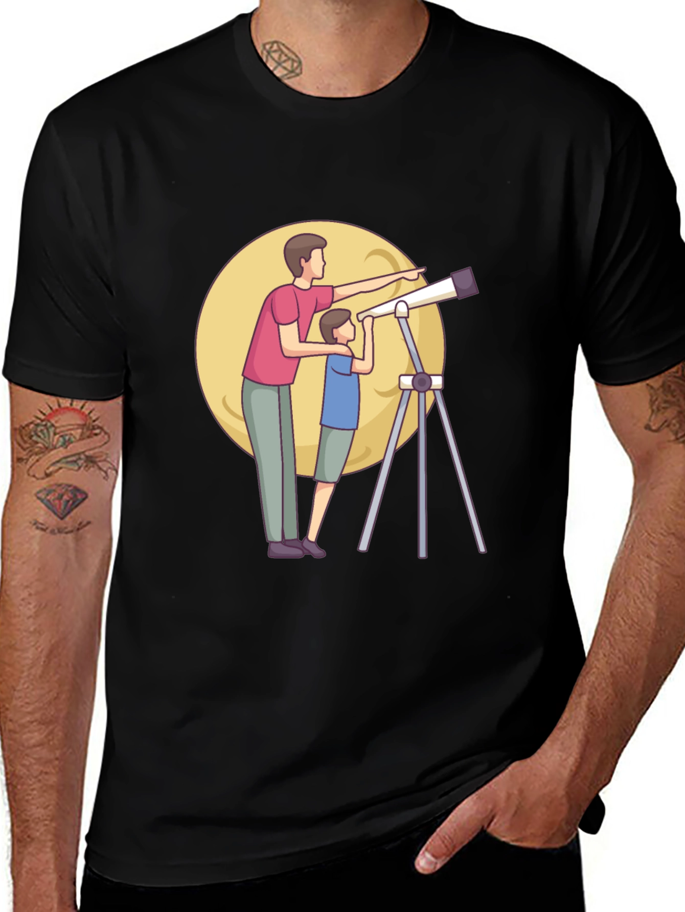 Variant 21 of Father & Child Telescope T-Shirt - Astronomy Design