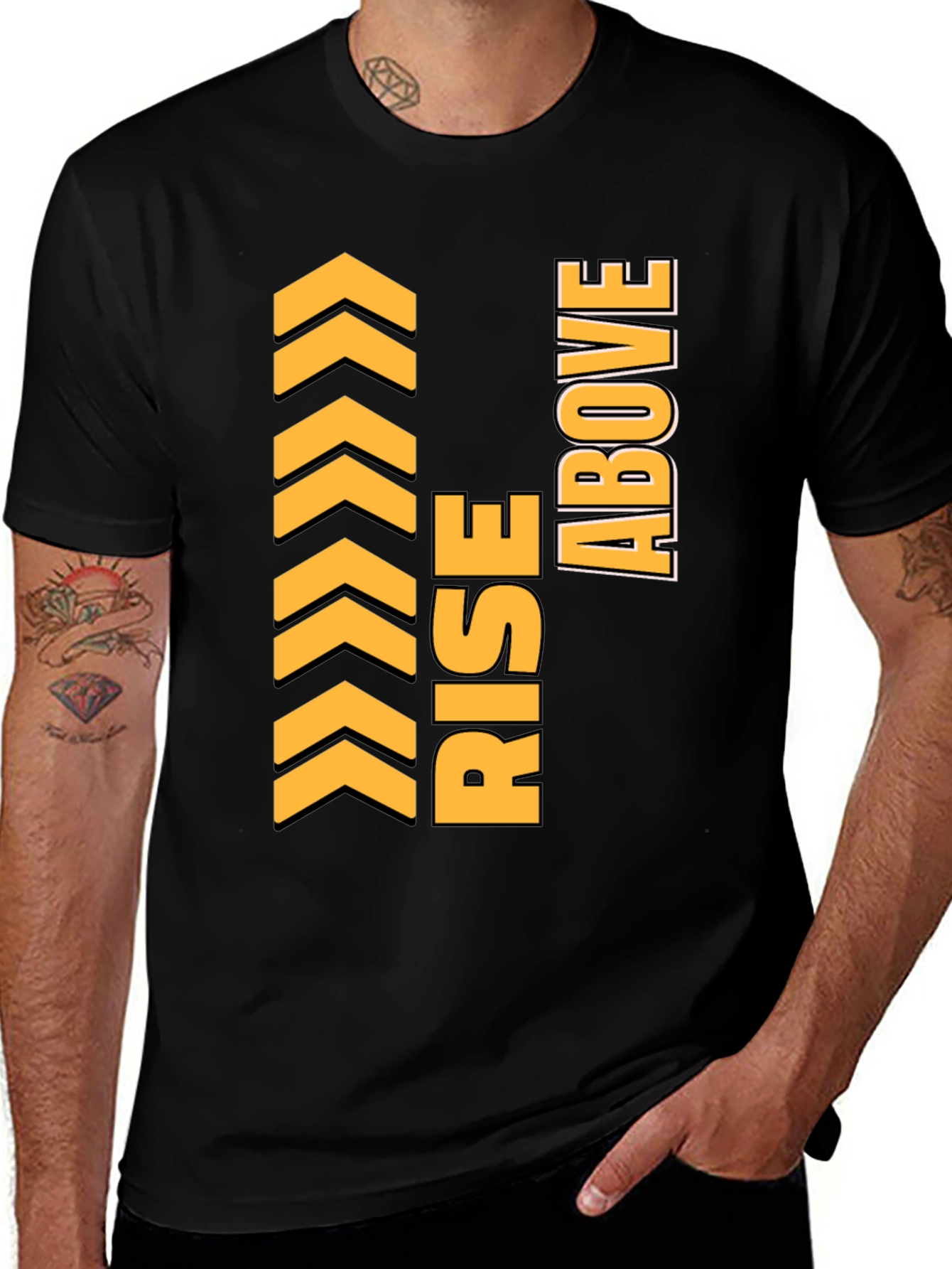 Variant 11 of Rise Above Graphic Tee - Black Cotton T-Shirt