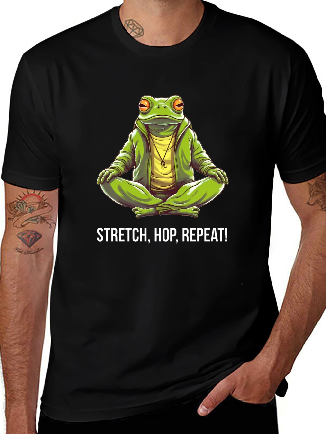 Variant 22 of Stretch Hop Repeat Black Frog T-Shirt