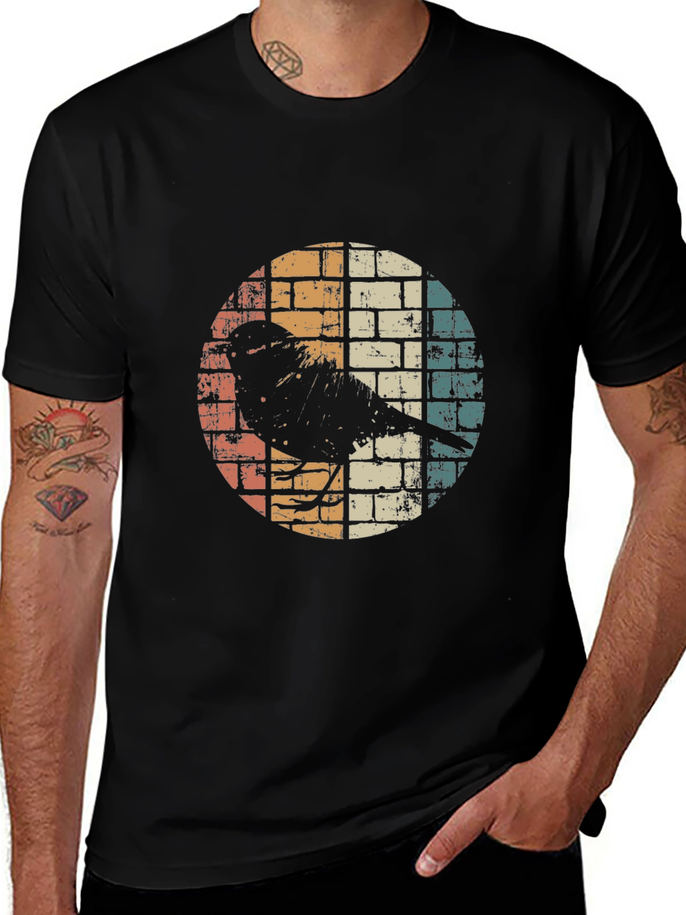 Variant 9 of Retro Bird Brick Wall Graphic Tee