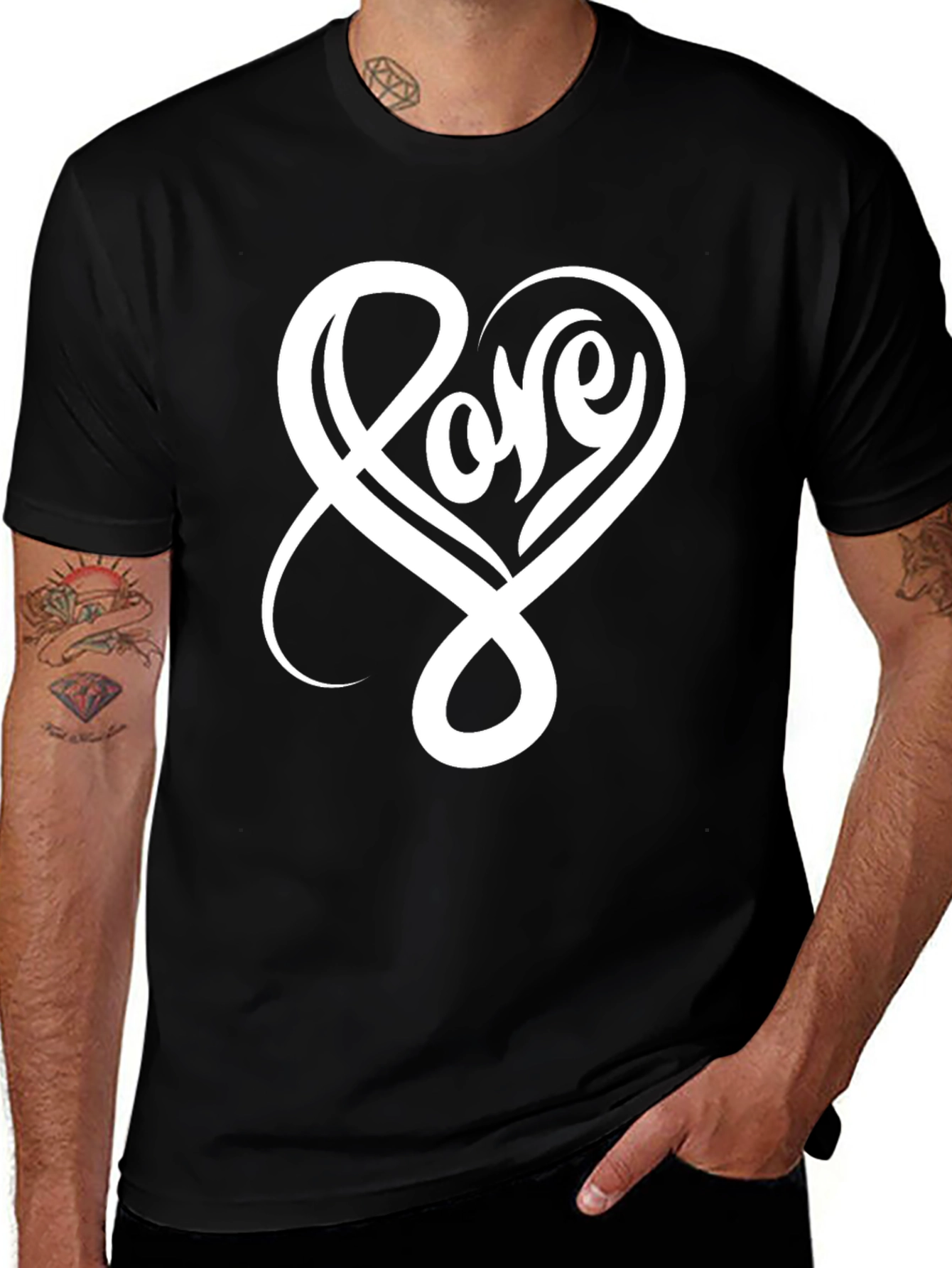 Variant 26 of Love Heart Graphic Black T-Shirt