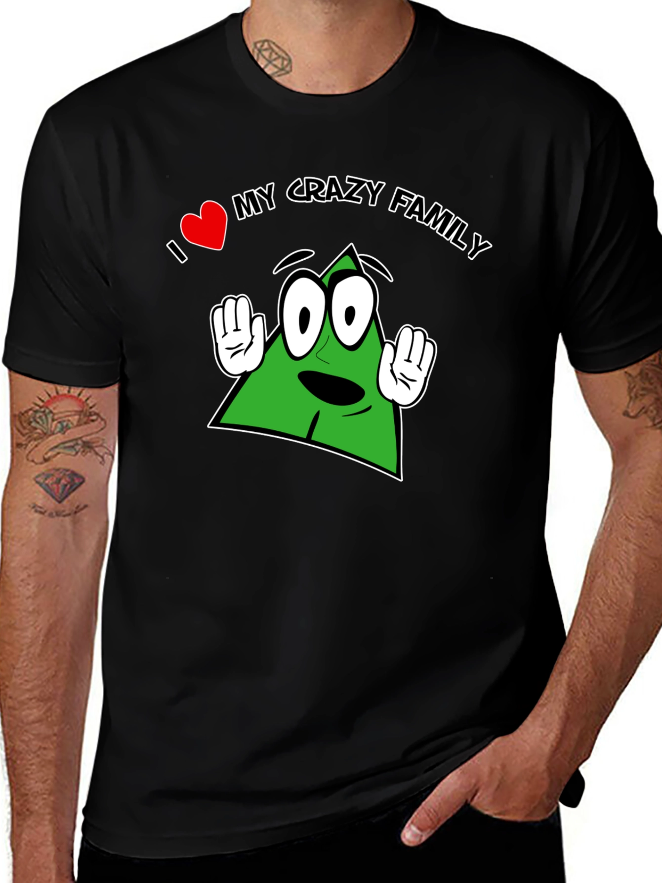 Variant 25 of Crazy Family Tee - Black T-Shirt with Fun Graphic
