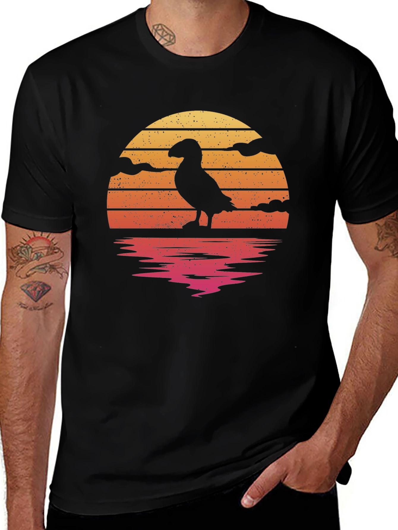 Variant 15 of Puffin Sunset Graphic Tee - Stylish Bird Lover Shirt