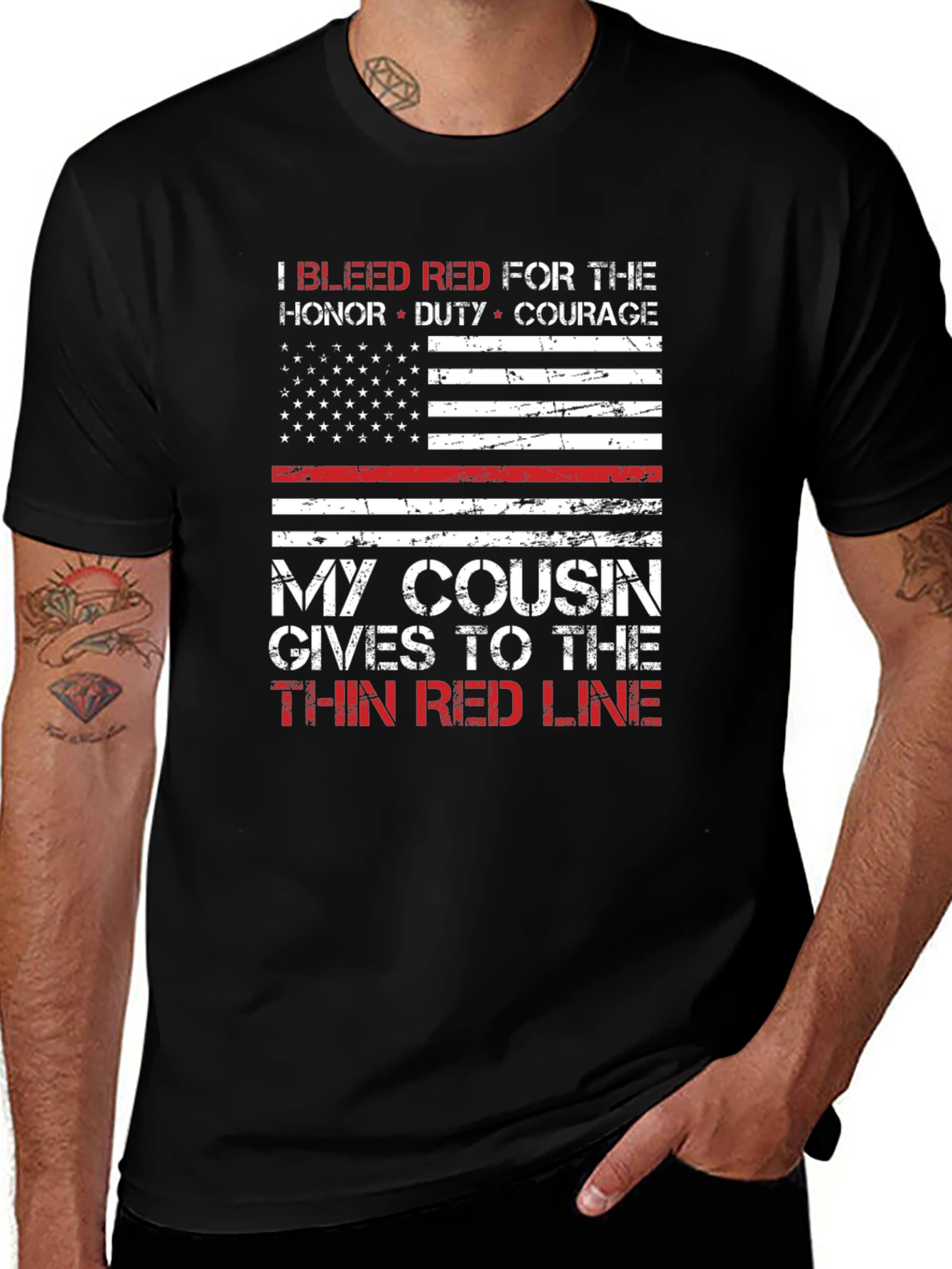 Thin Red Line Firefighter Cousin Graphic Tee