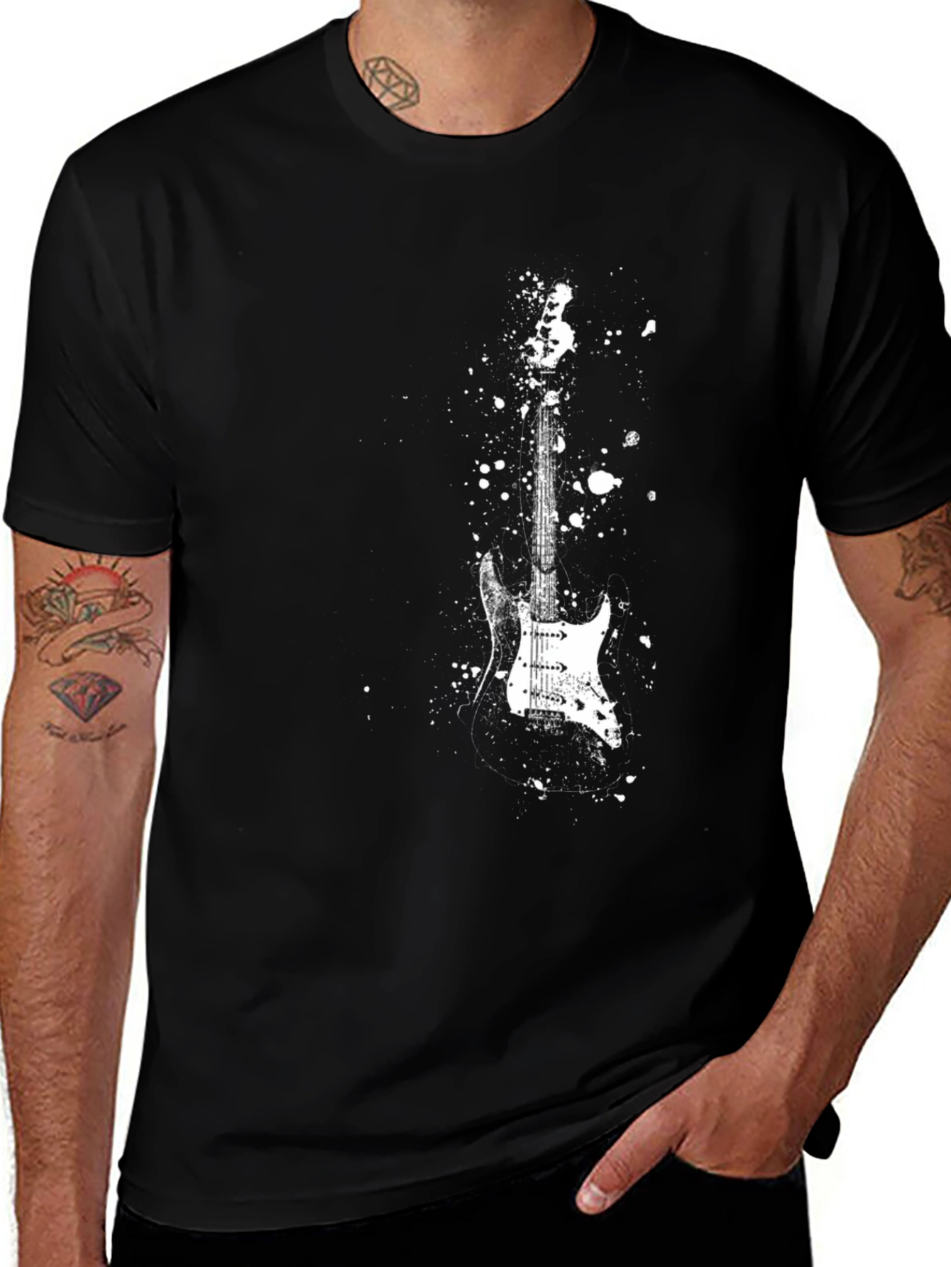 Variant 14 of Guitar Splatter T-Shirt - Music Lover Tee
