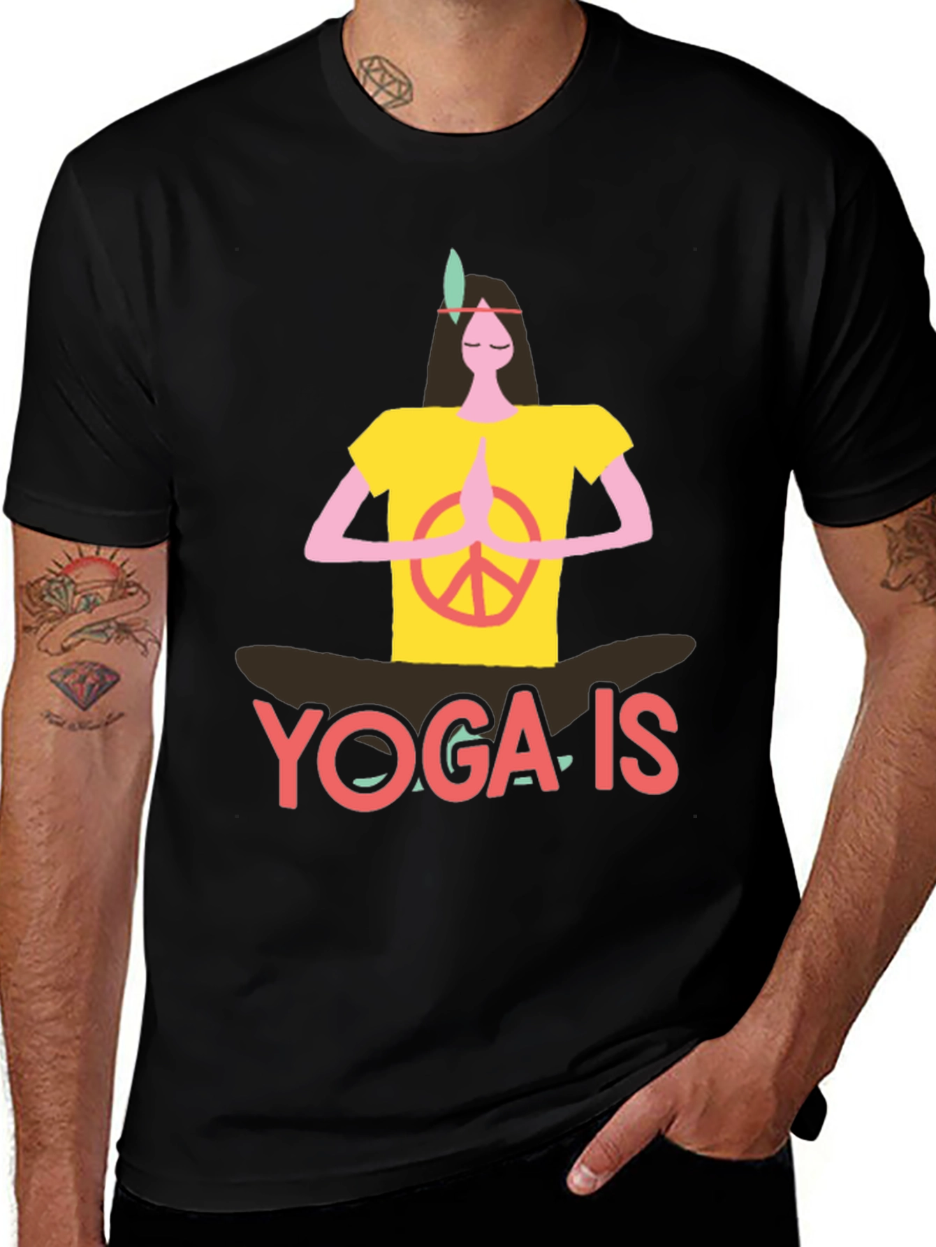 Variant 28 of Yoga Is T-Shirt - Peace Sign Meditating Design