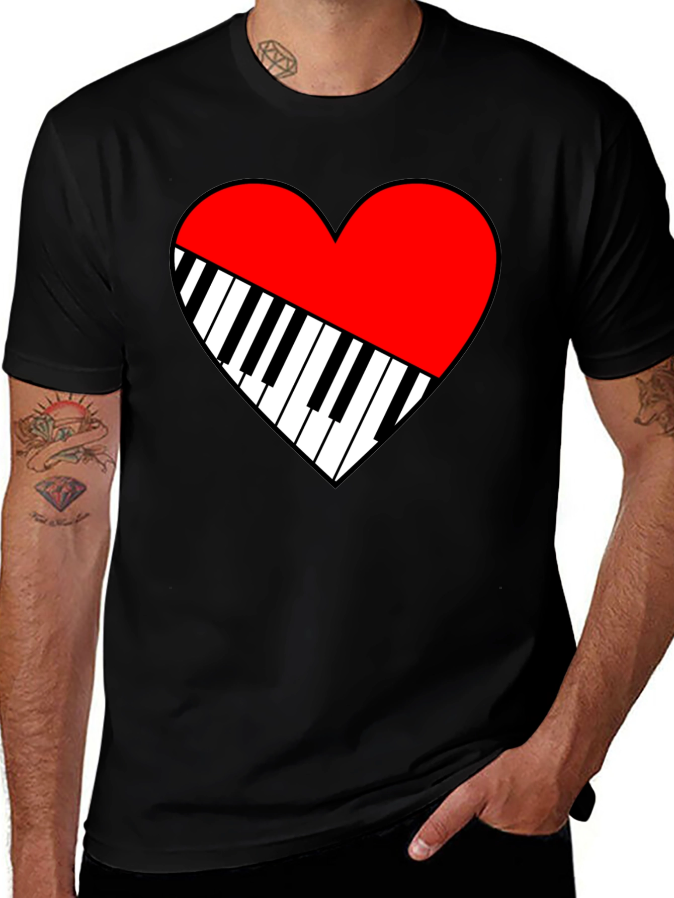 Variant 20 of Piano Heart Graphic Tee - Music Lover T-Shirt
