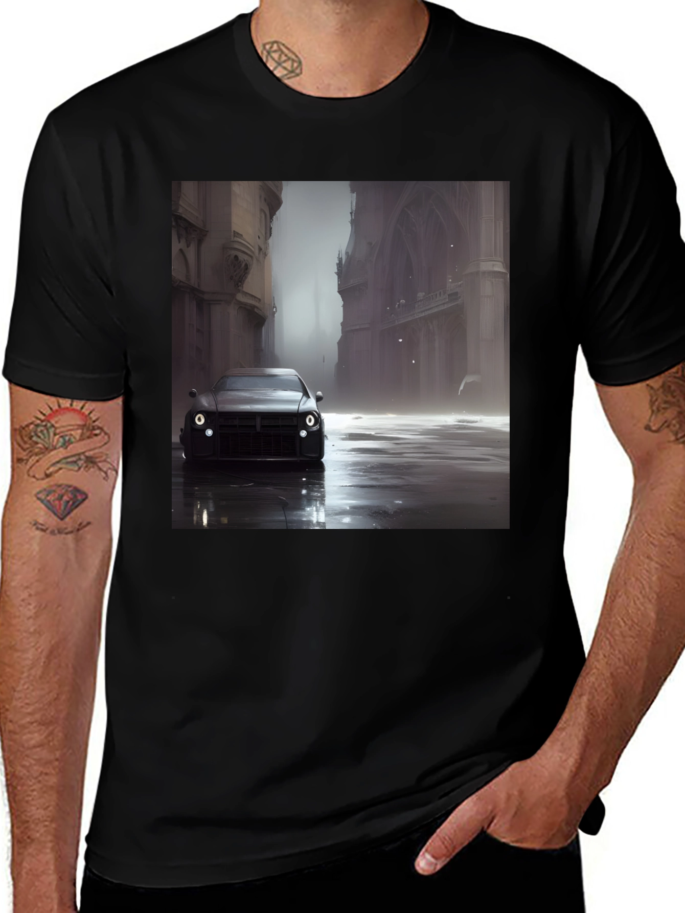Variant 20 of Sleek Car Graphic Tee - Modern Style Black T-Shirt
