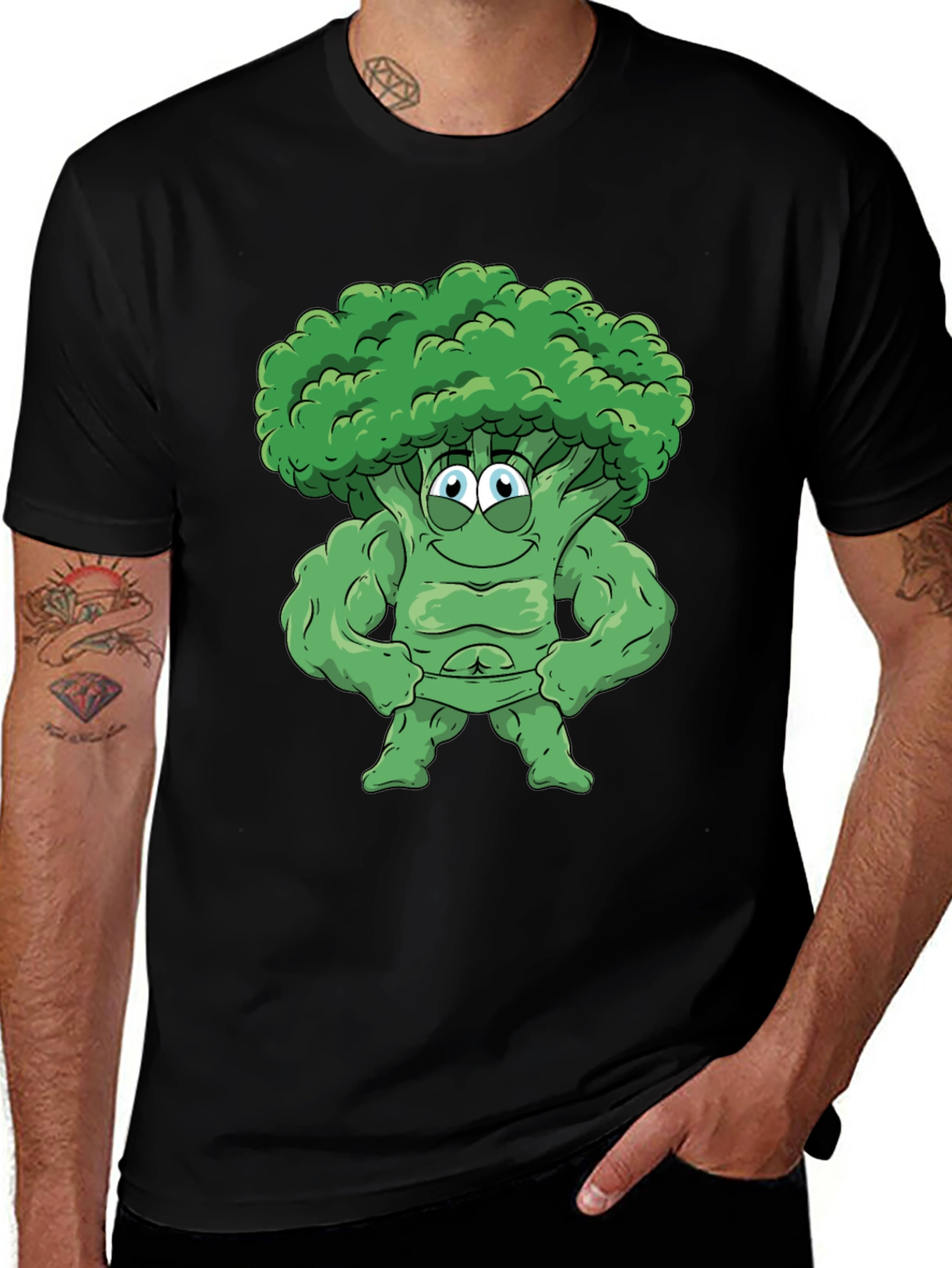 Variant 19 of Funny Broccoli Cartoon Graphic T-Shirt