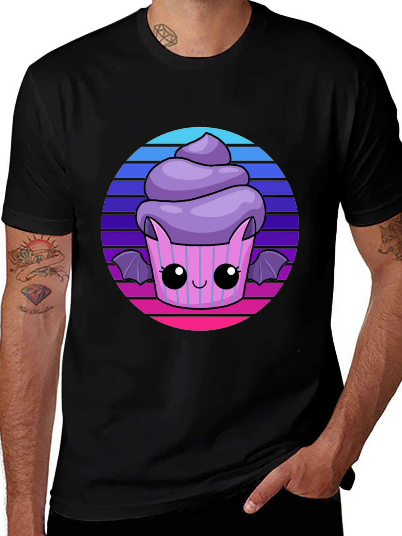 Variant 19 of Cute Spooky Bat Cupcake Tee - Fun Halloween Shirt