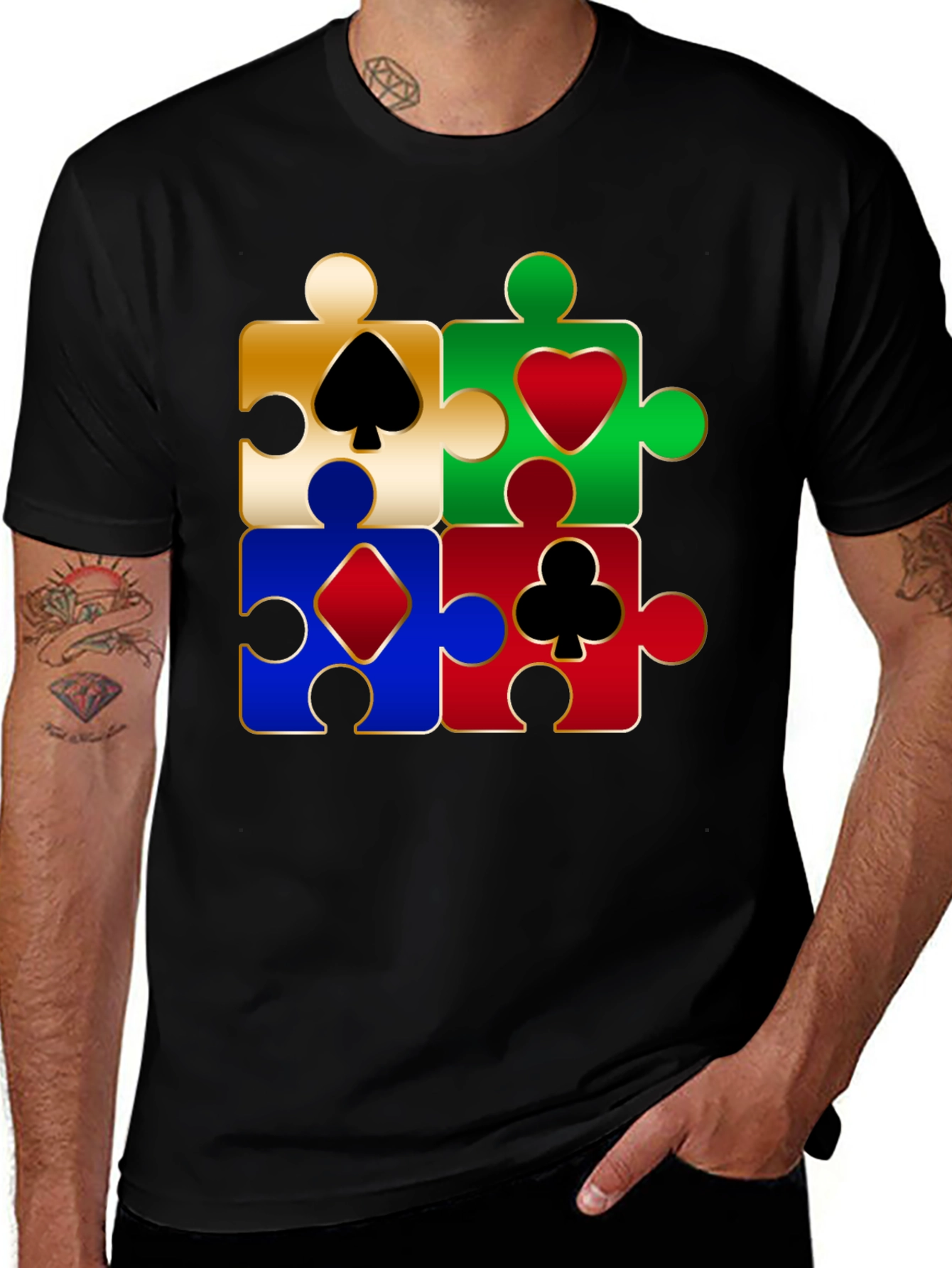 Variant 22 of Puzzle Piece Card Suits Graphic T-Shirt