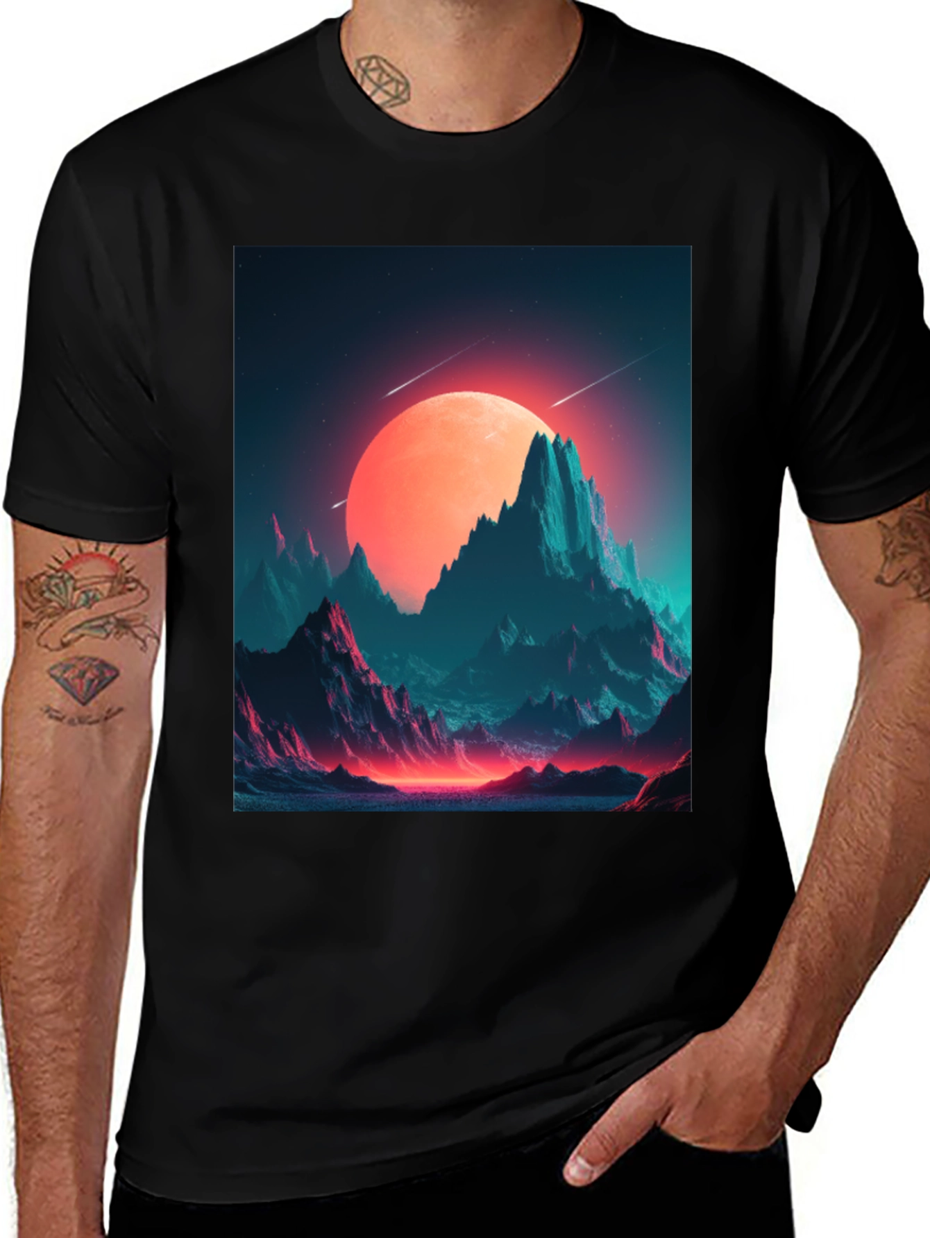 Variant 30 of Retro Sci-Fi Landscape Graphic Tee - Black