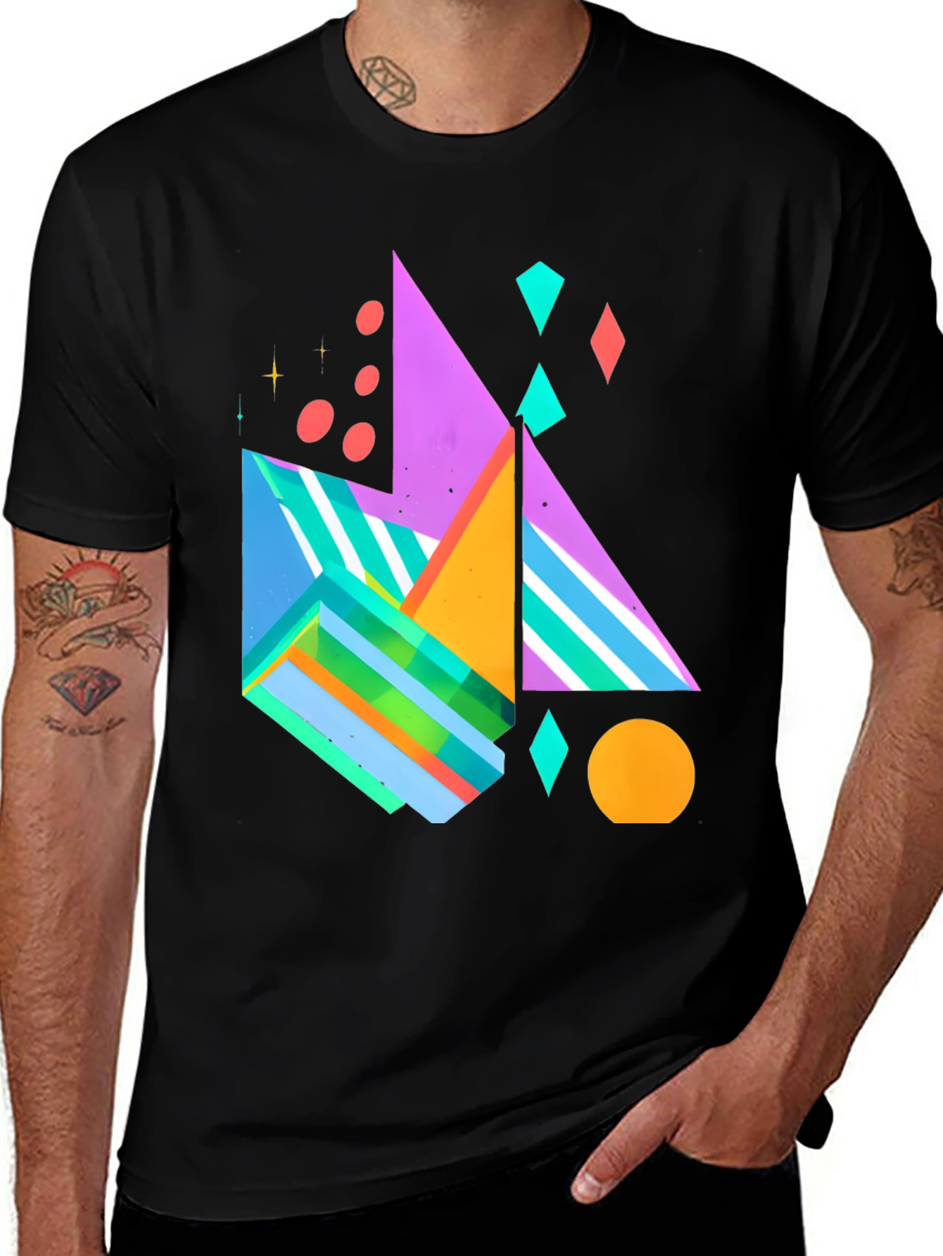 Variant 16 of Geometric Pattern Black Graphic Tee