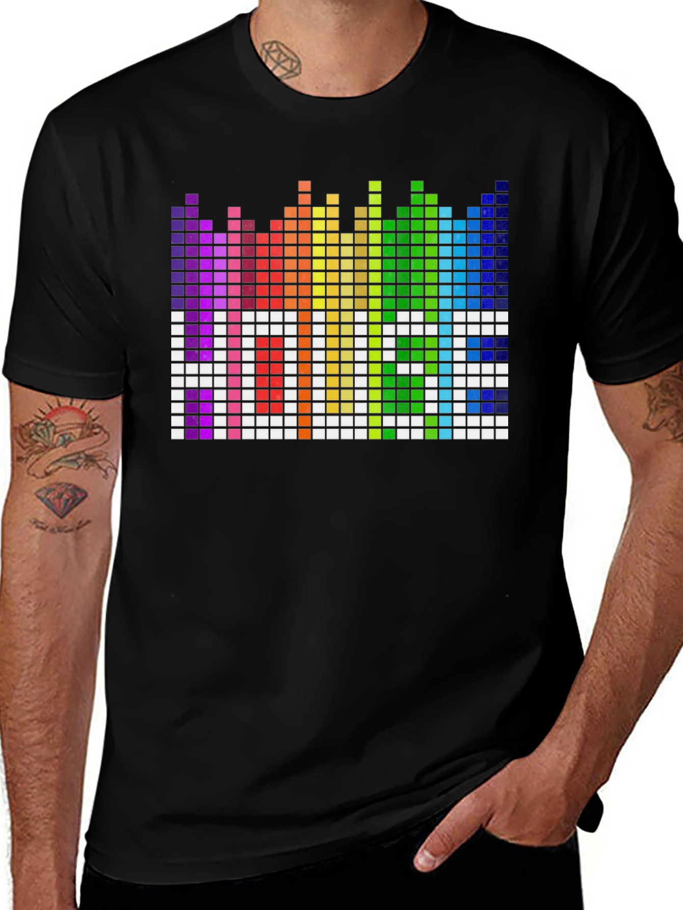 Variant 27 of Retro Rainbow Pixel Graphic T-Shirt