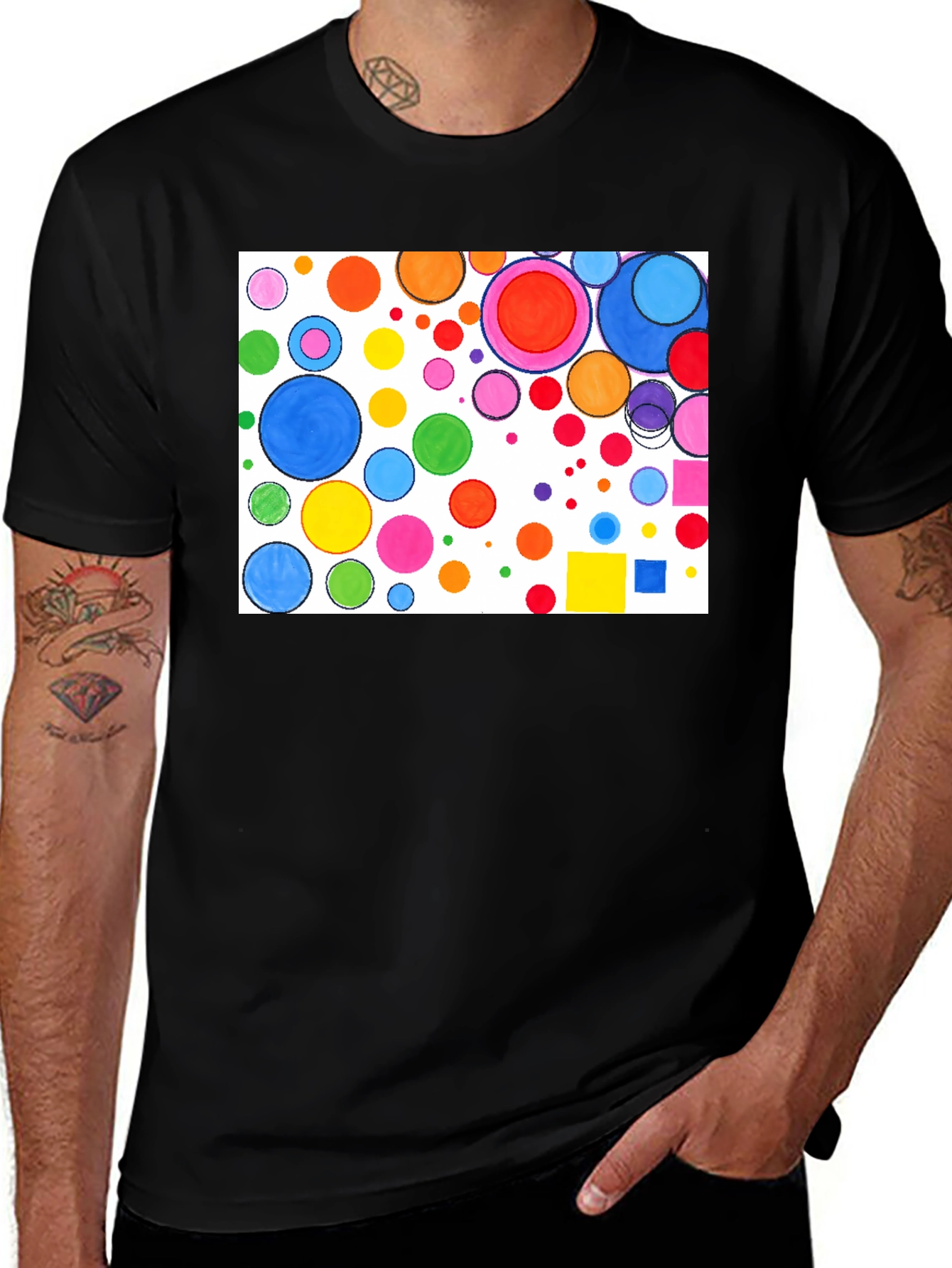 Variant 20 of Colorful Circles & Squares Graphic Tee