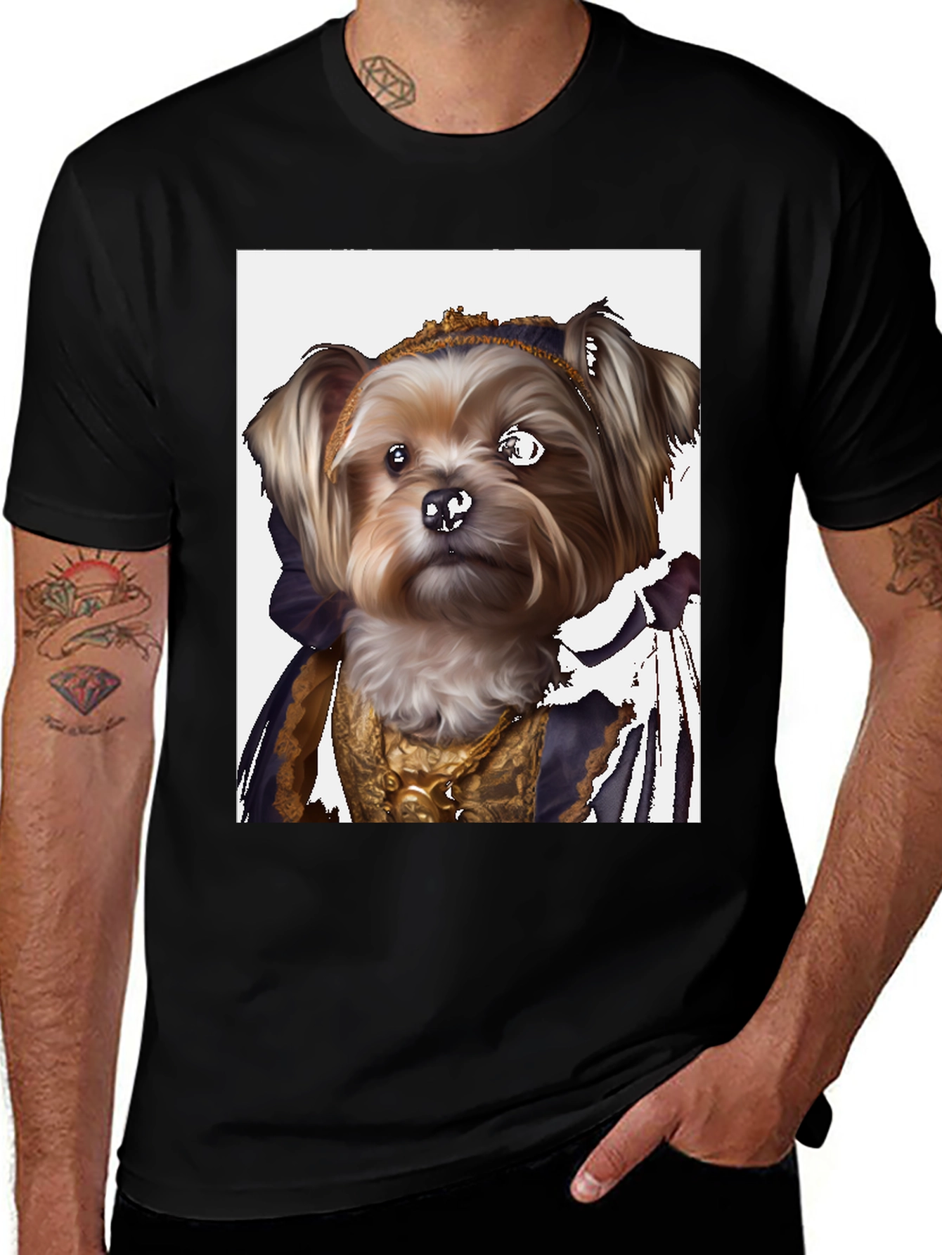 Variant 11 of Dog King T-Shirt - Yorkie Royal Portrait Tee