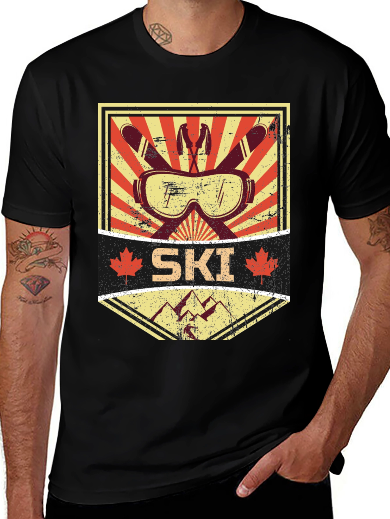 Variant 26 of Retro Ski T-Shirt - Vintage Style Canadian Winter Tee