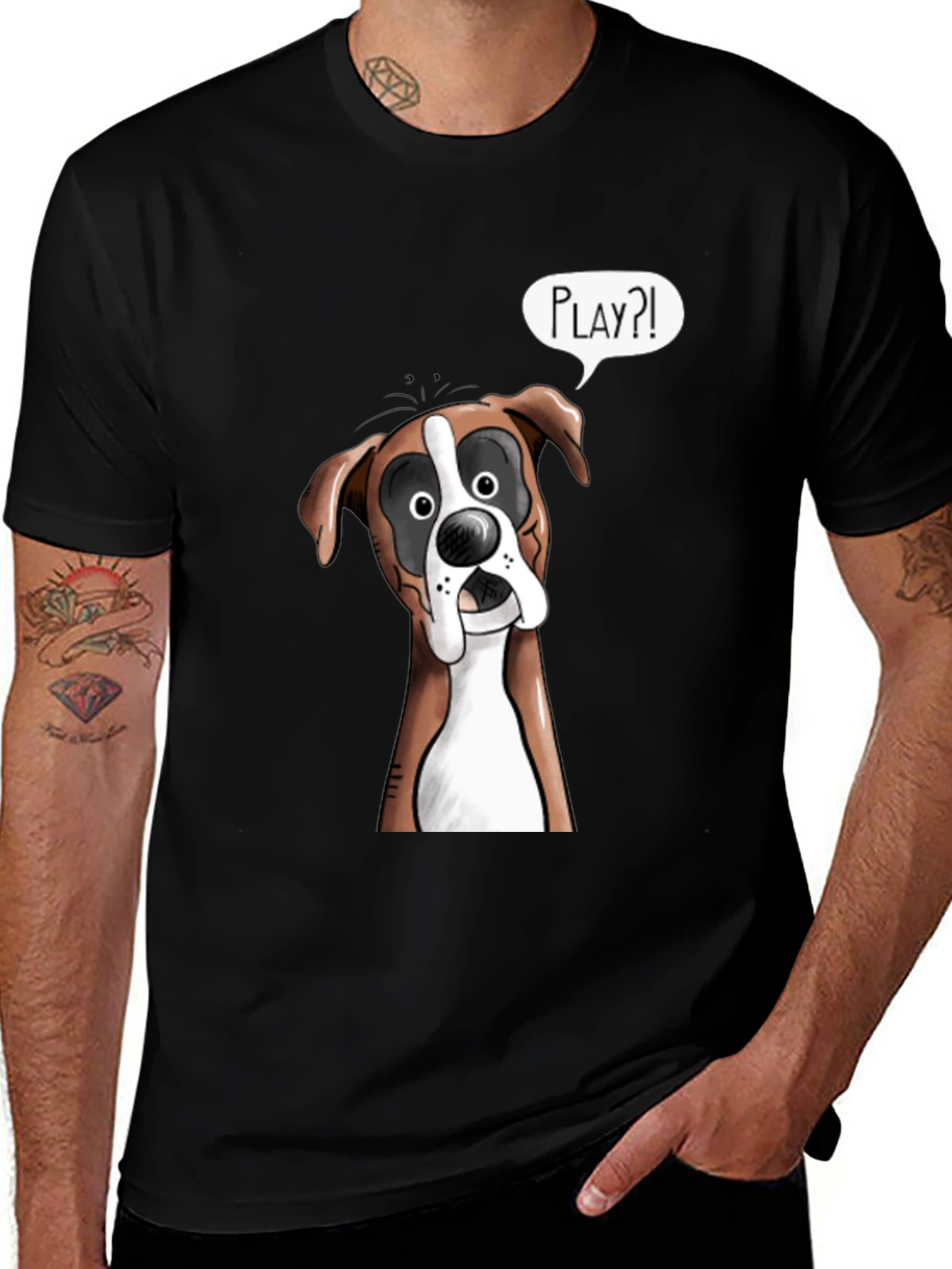 Variant 4 of Playful Boxer Dog Graphic T-Shirt