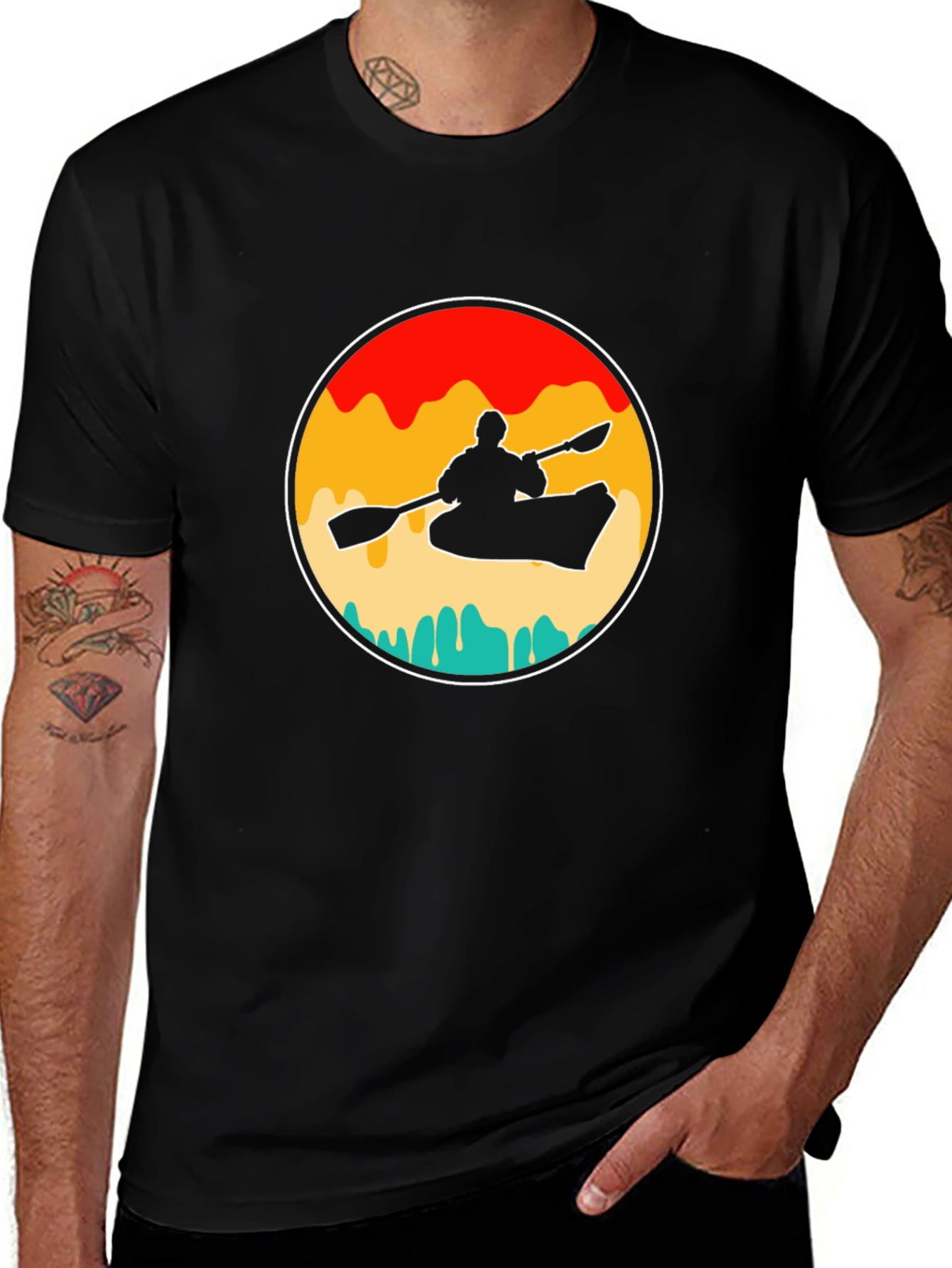 Variant 26 of Kayaking Retro Graphic T-Shirt - Black