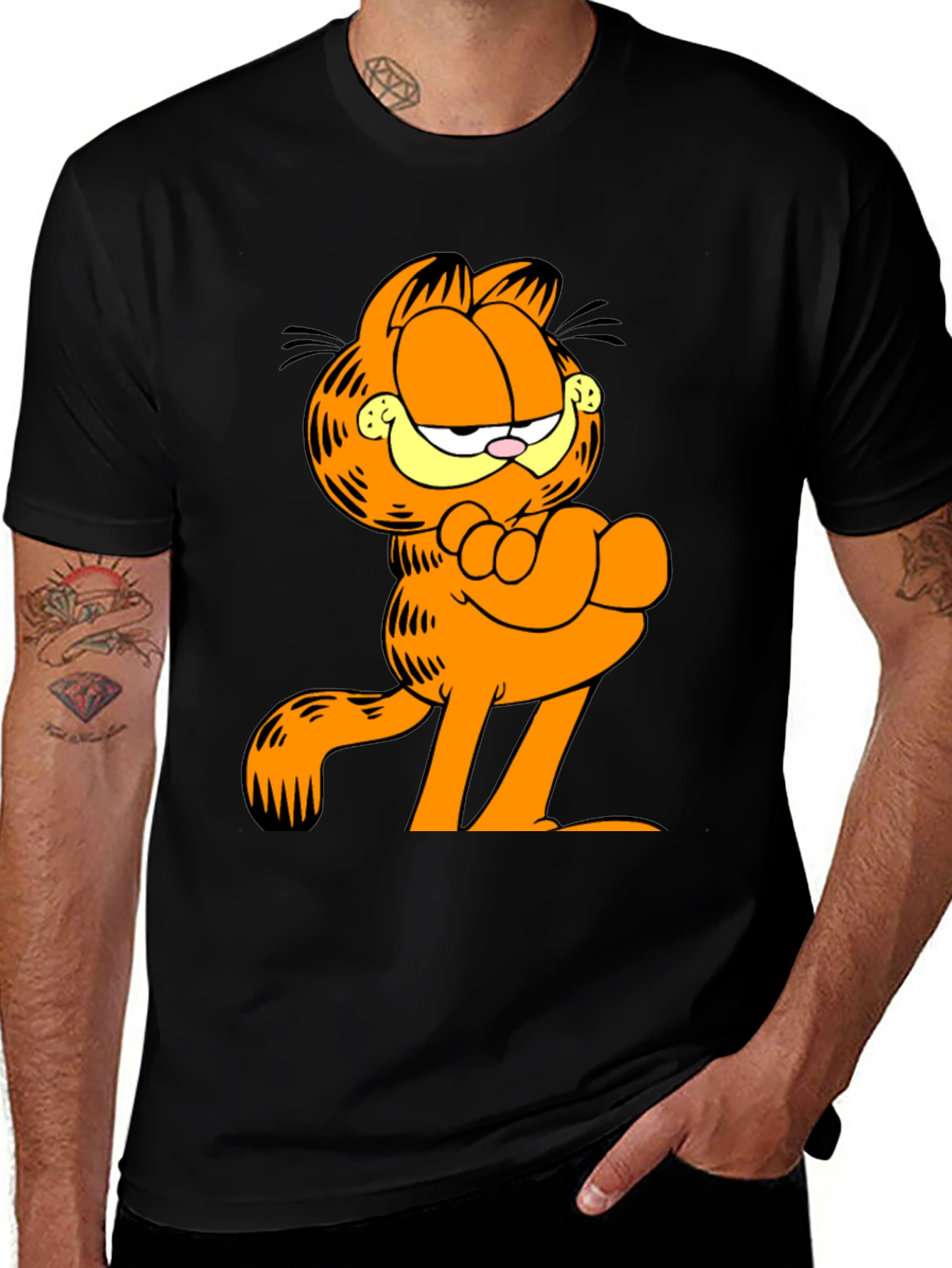 Garfield Cartoon Black Graphic Tee