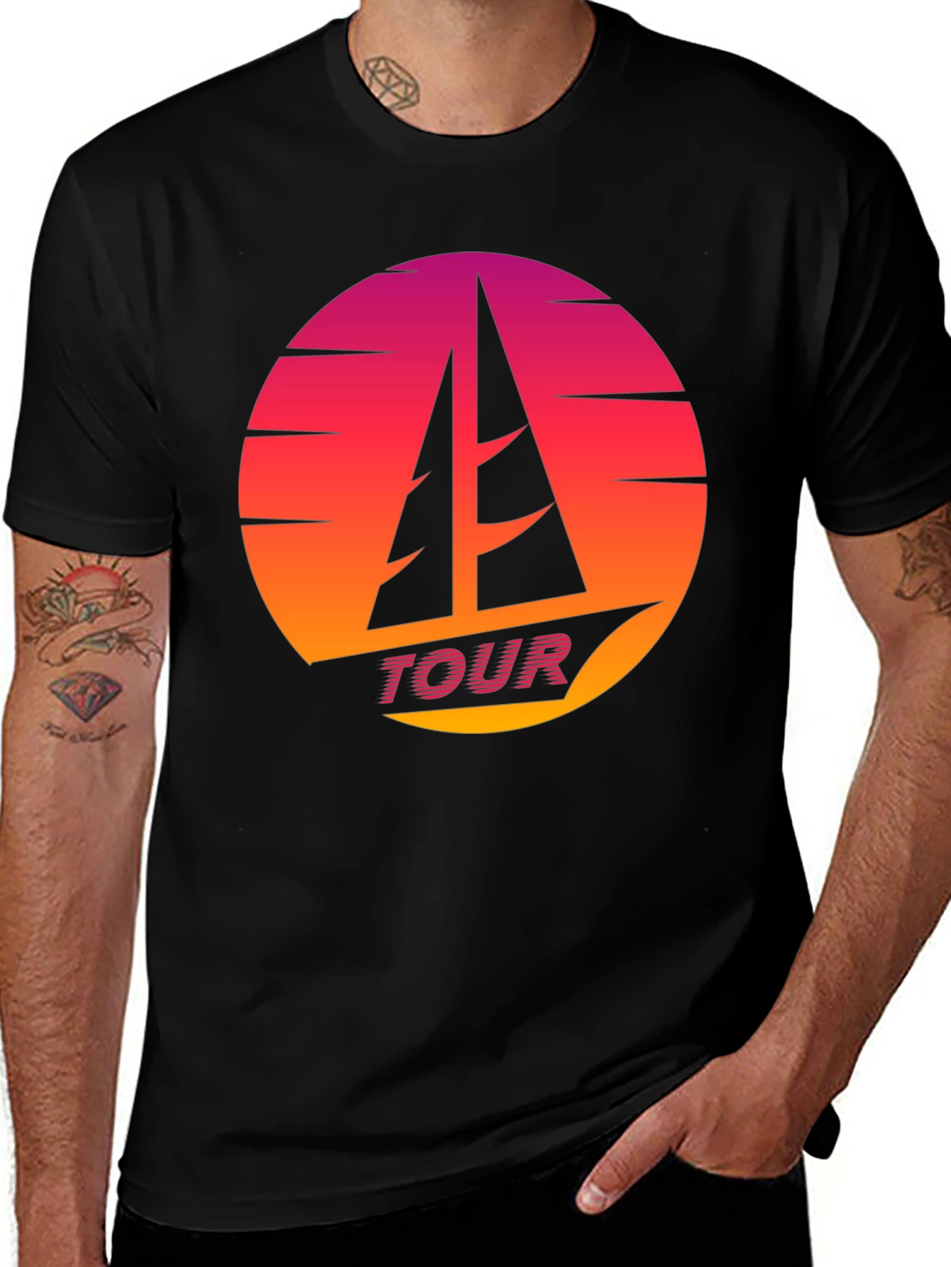 Variant 14 of Retro Sunset Sailboat TOUR T-Shirt