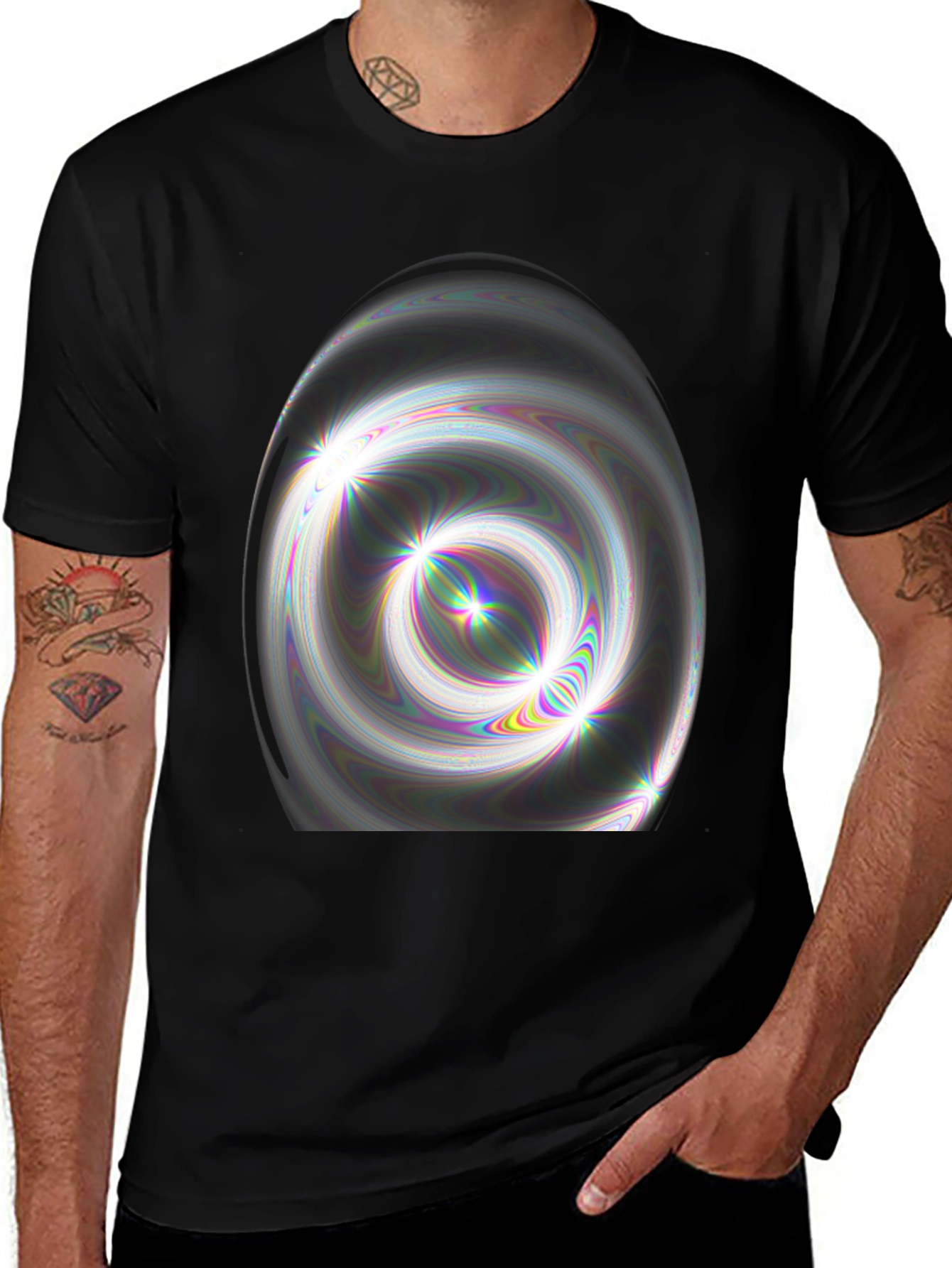 Variant 18 of Abstract Swirl Graphic Black T-Shirt