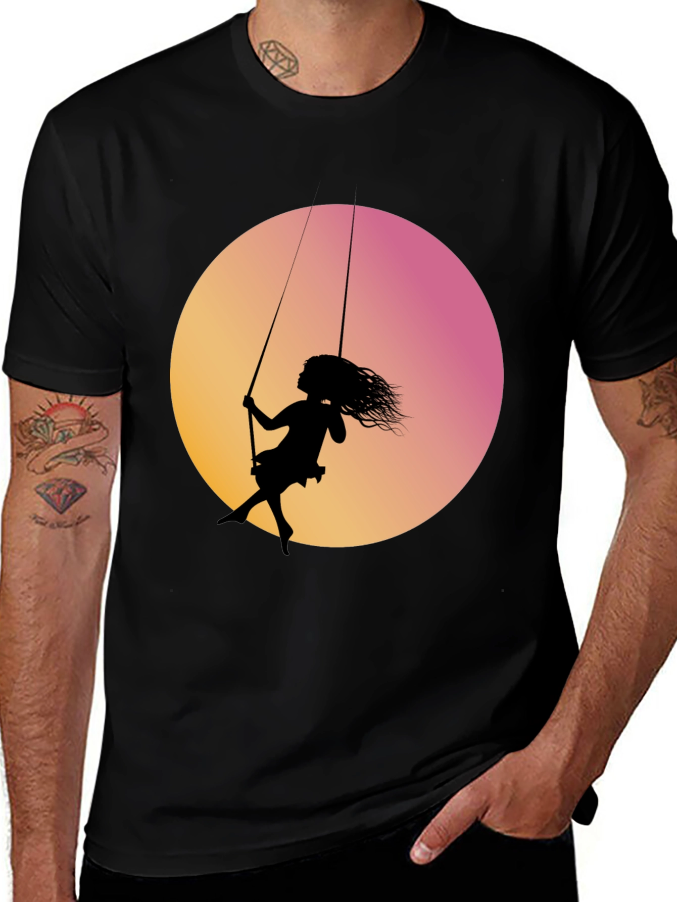 Variant 28 of Silhouette Swing Graphic Tee - Stylish Black T-Shirt