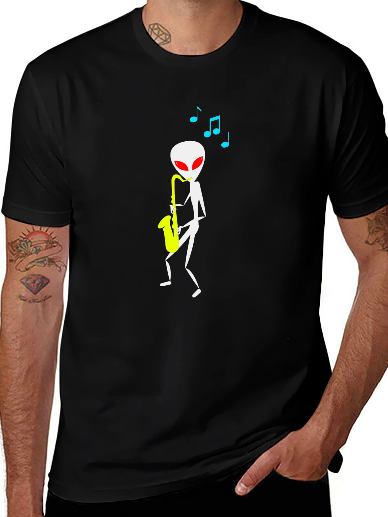 Variant 13 of Alien Sax Player Graphic T-Shirt